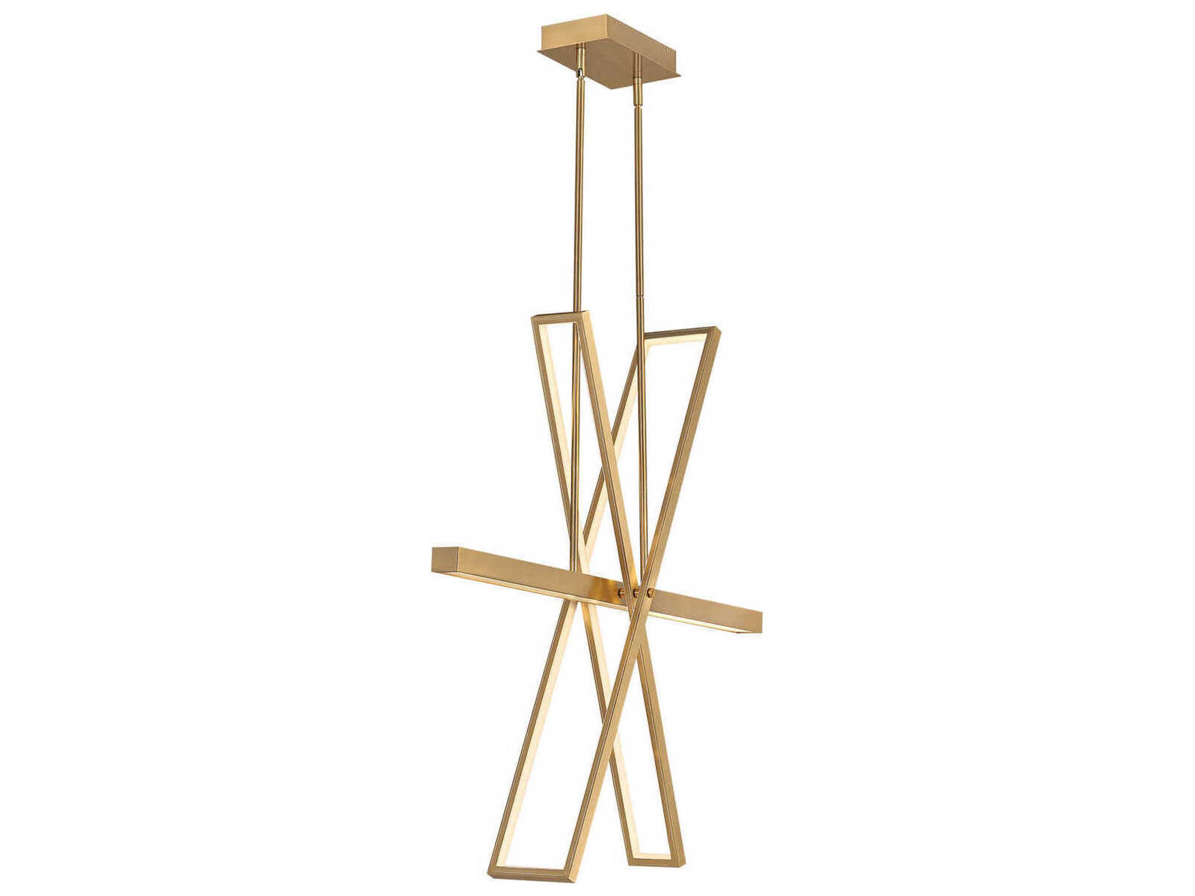 Fredrick Ramond Tangent Lacquered Brass LED Linear Island Pendant