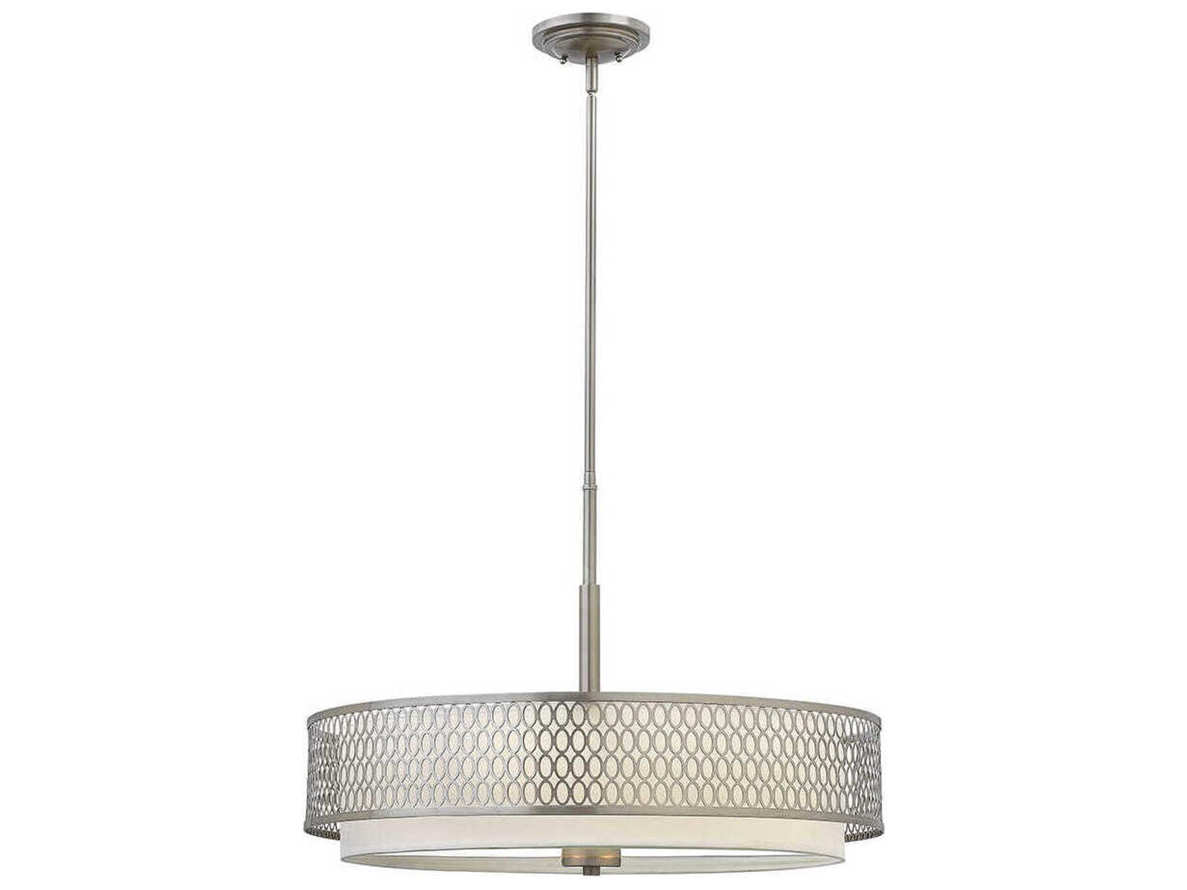 Jules 3-Light Brushed Nickel Glass Drum Pendant
