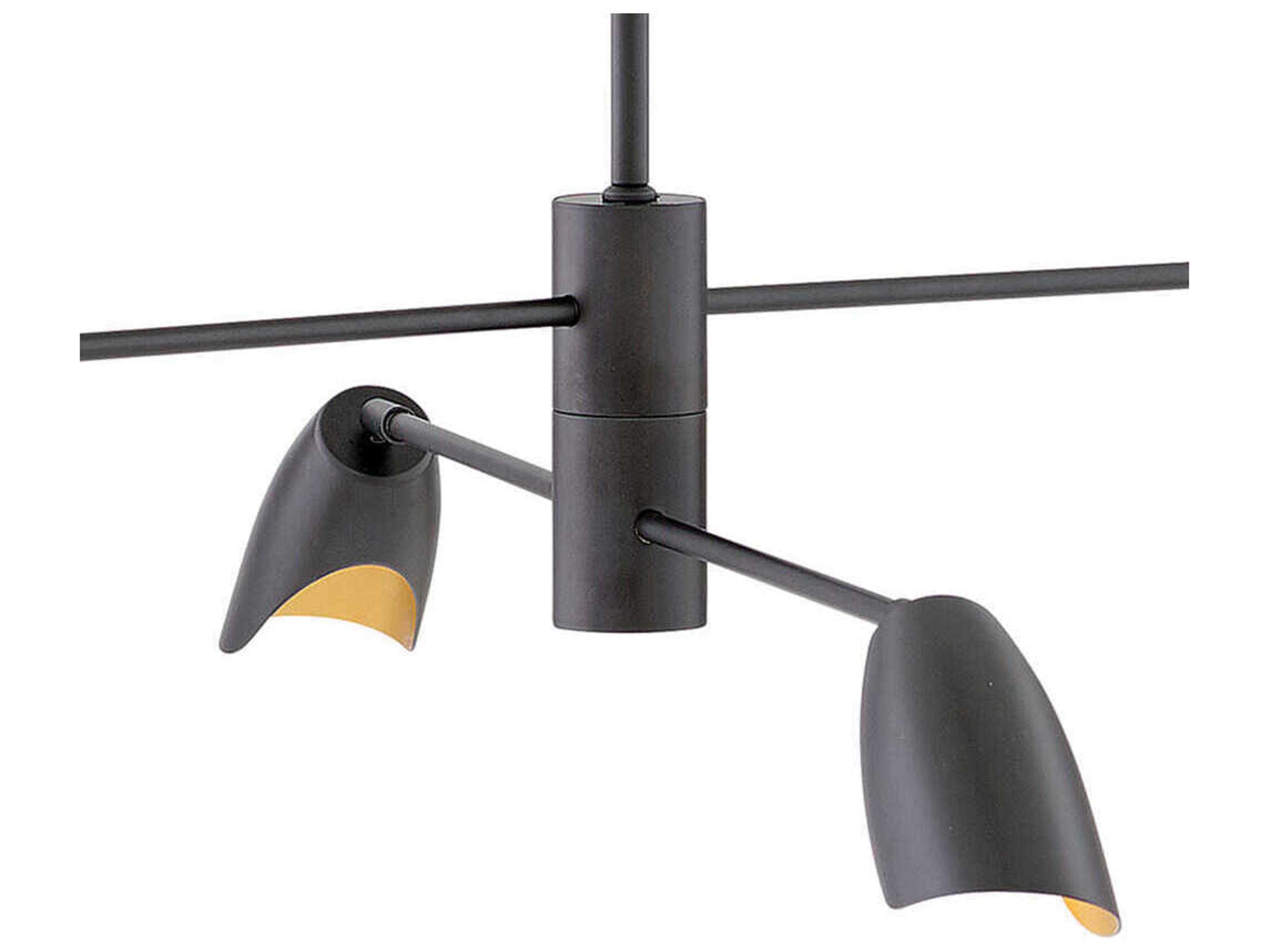 Fredrick Ramond Bowery 4-Light Black Banker Brass LED Geometric Chandelier