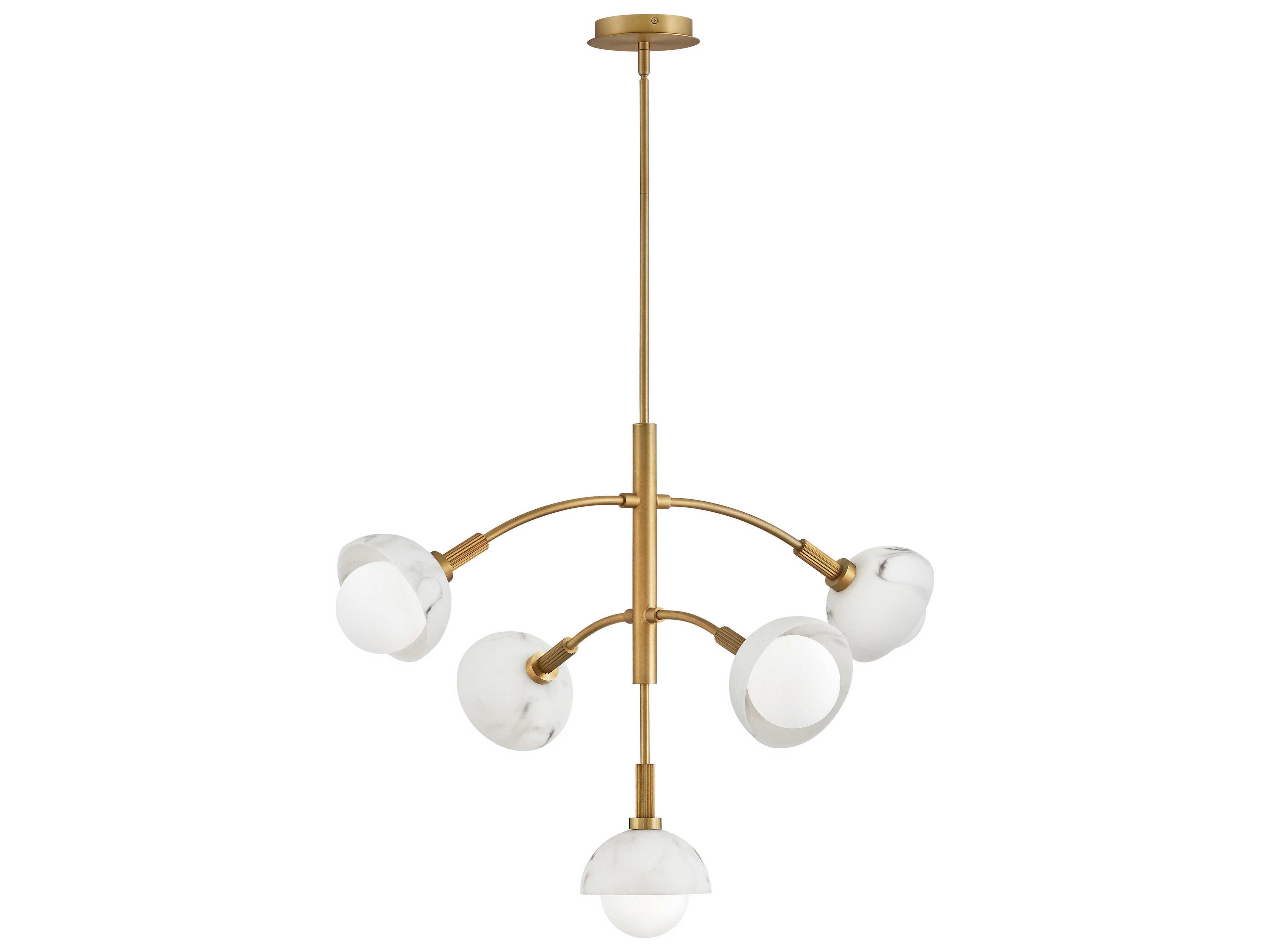 Fredrick Ramond Phoebe 5-Light Heritage Brass LED Globe Chandelier