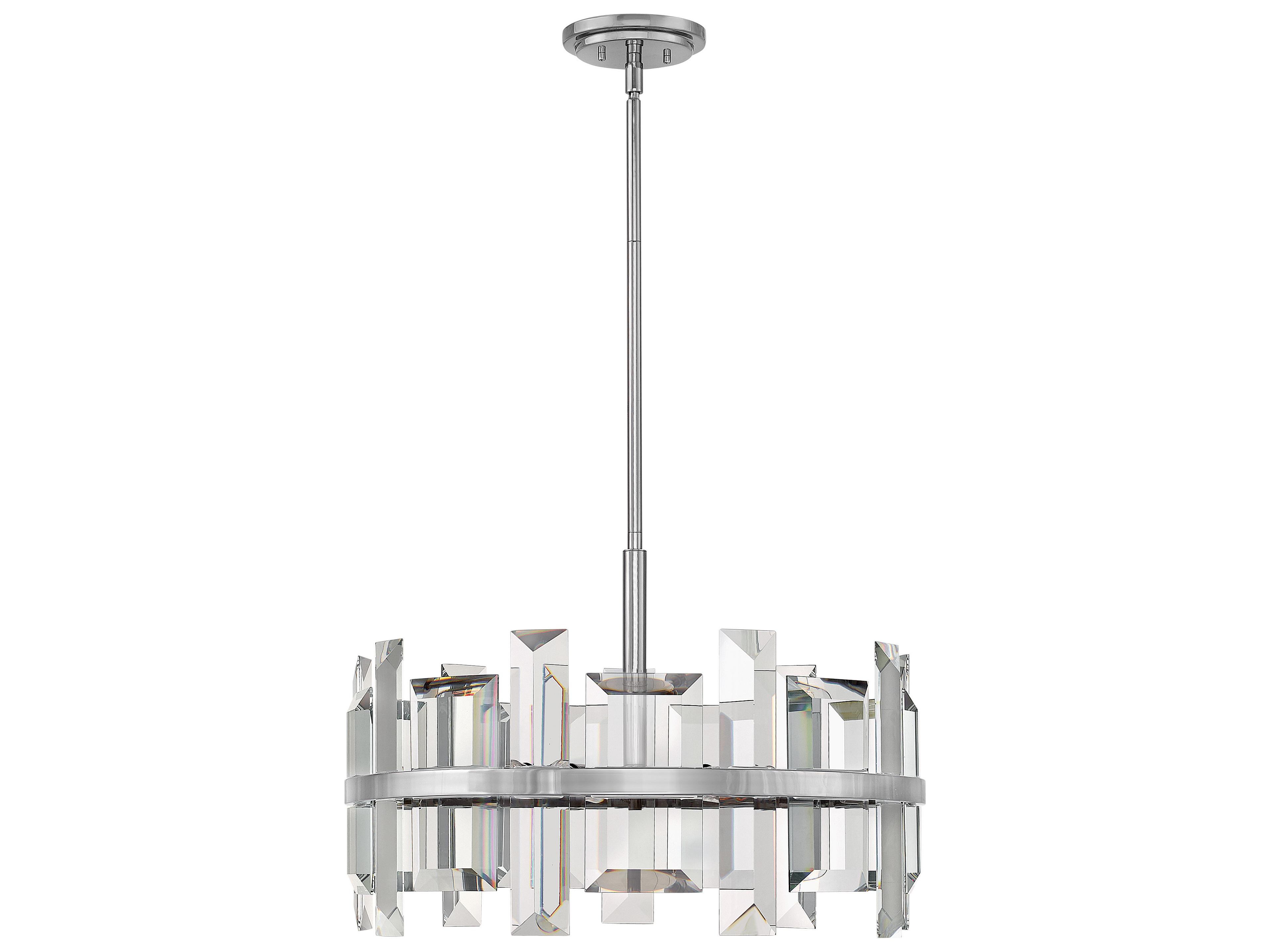 Fredrick Ramond Odette 6-Light Polished Nickel Crystal Glass Drum Linear Pendant