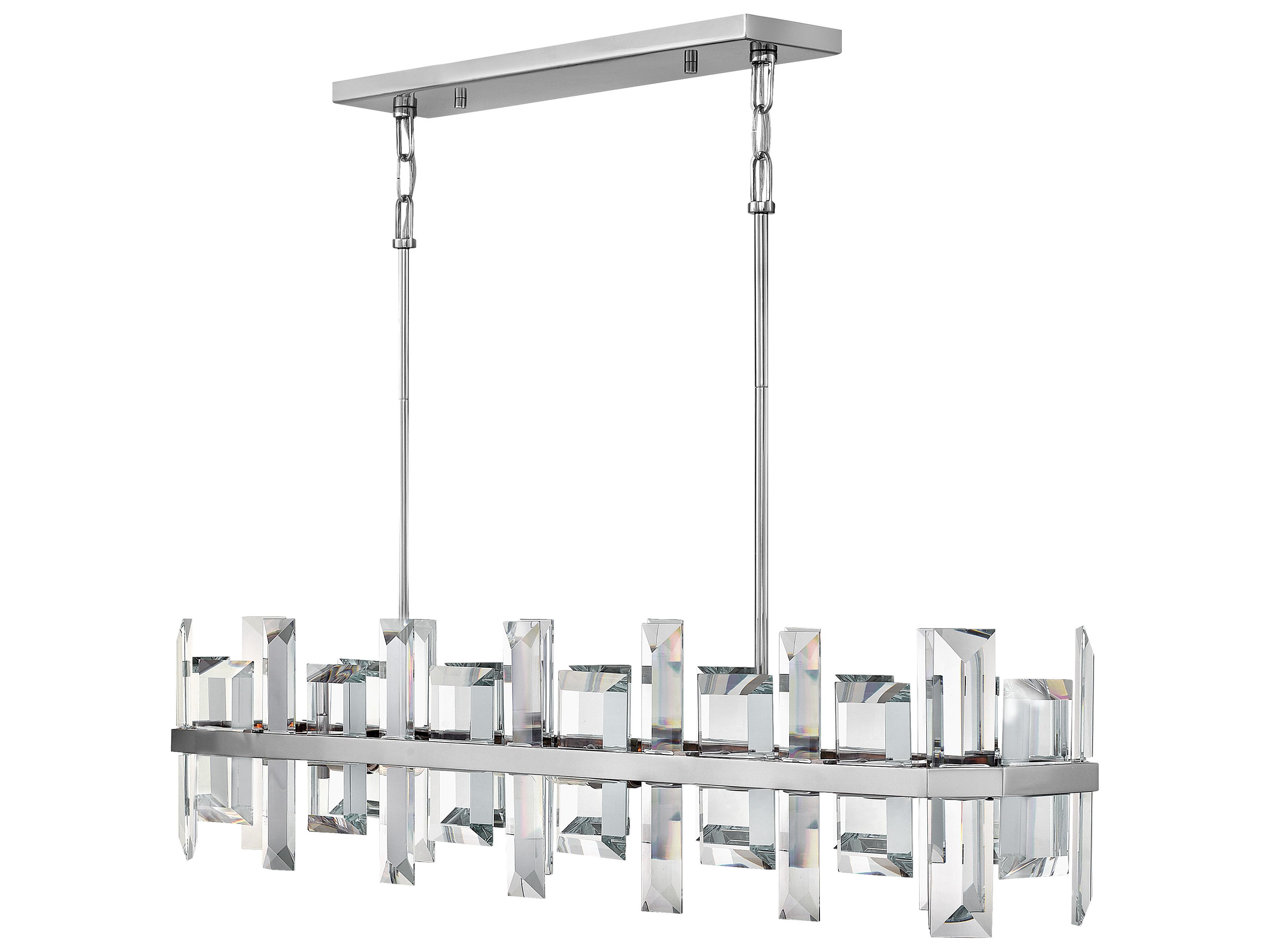 Odette 8-Light Polished Nickel Crystal Glass Linear Island Pendant