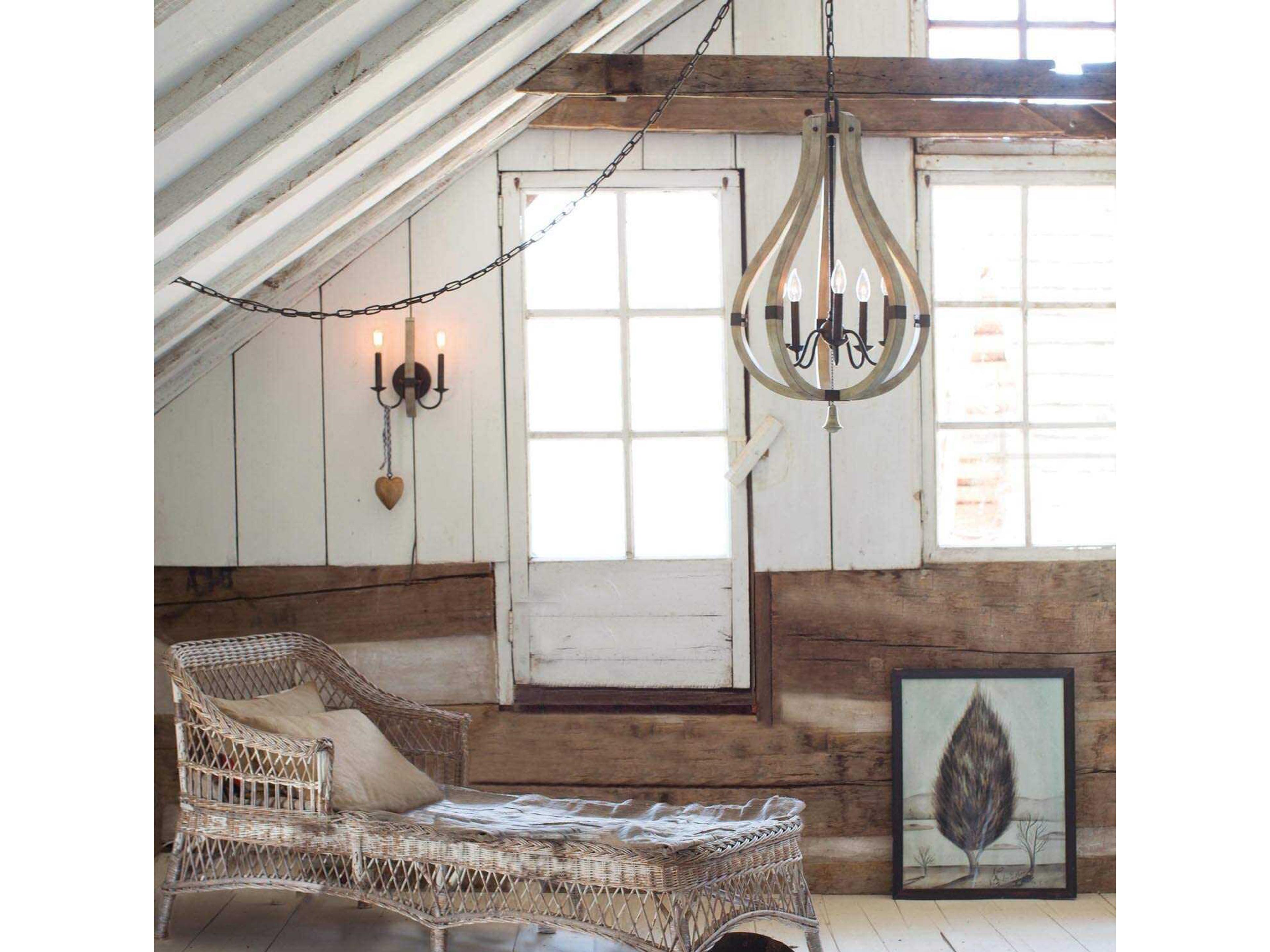 Fredrick Ramond Middlefield 5-Light Iron Rust Weathered Ash Black Candelabra Chandelier