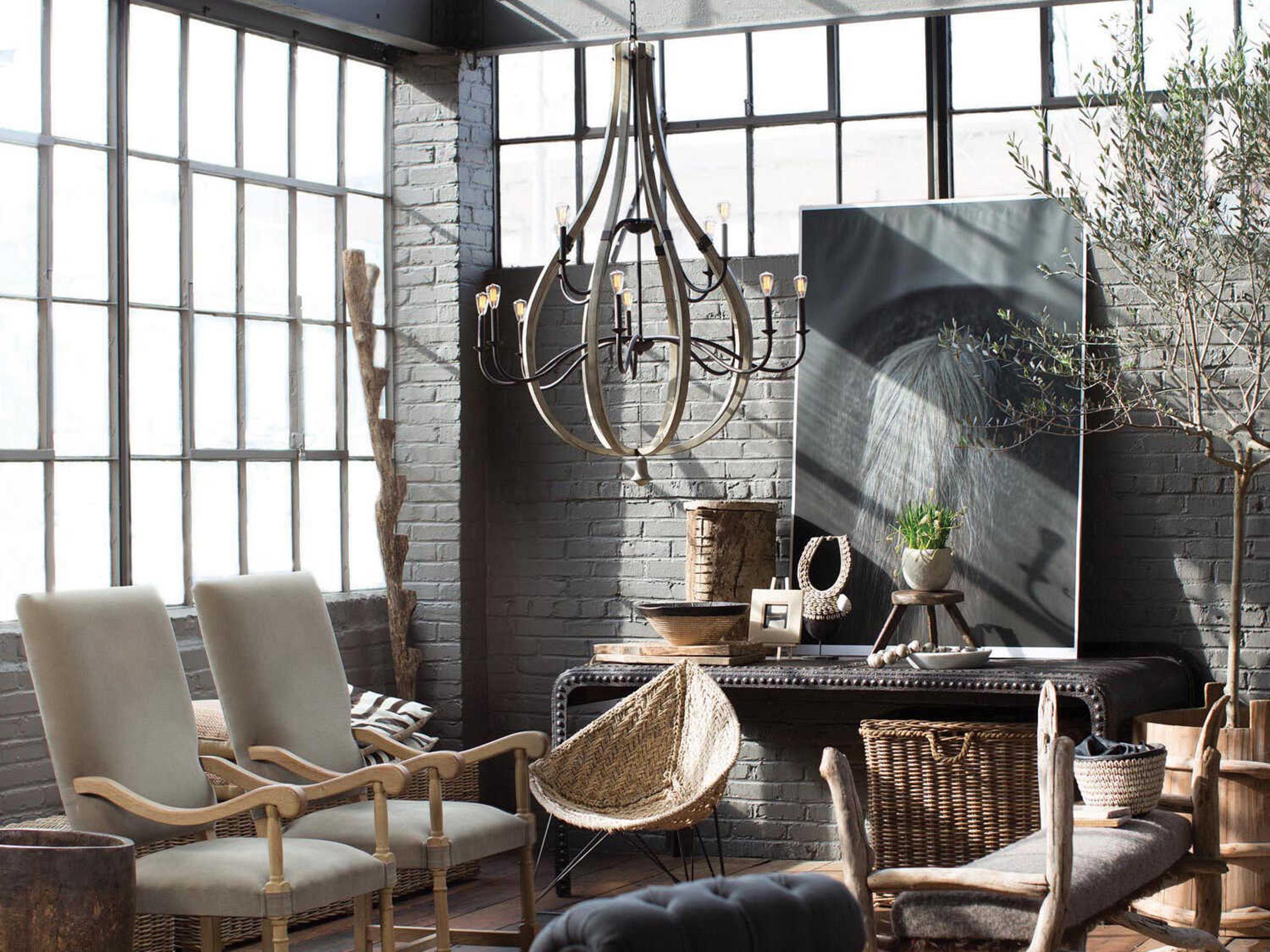 Fredrick Ramond Middlefield 12-Light Iron Rust Weathered Ash Black Candelabra Chandelier