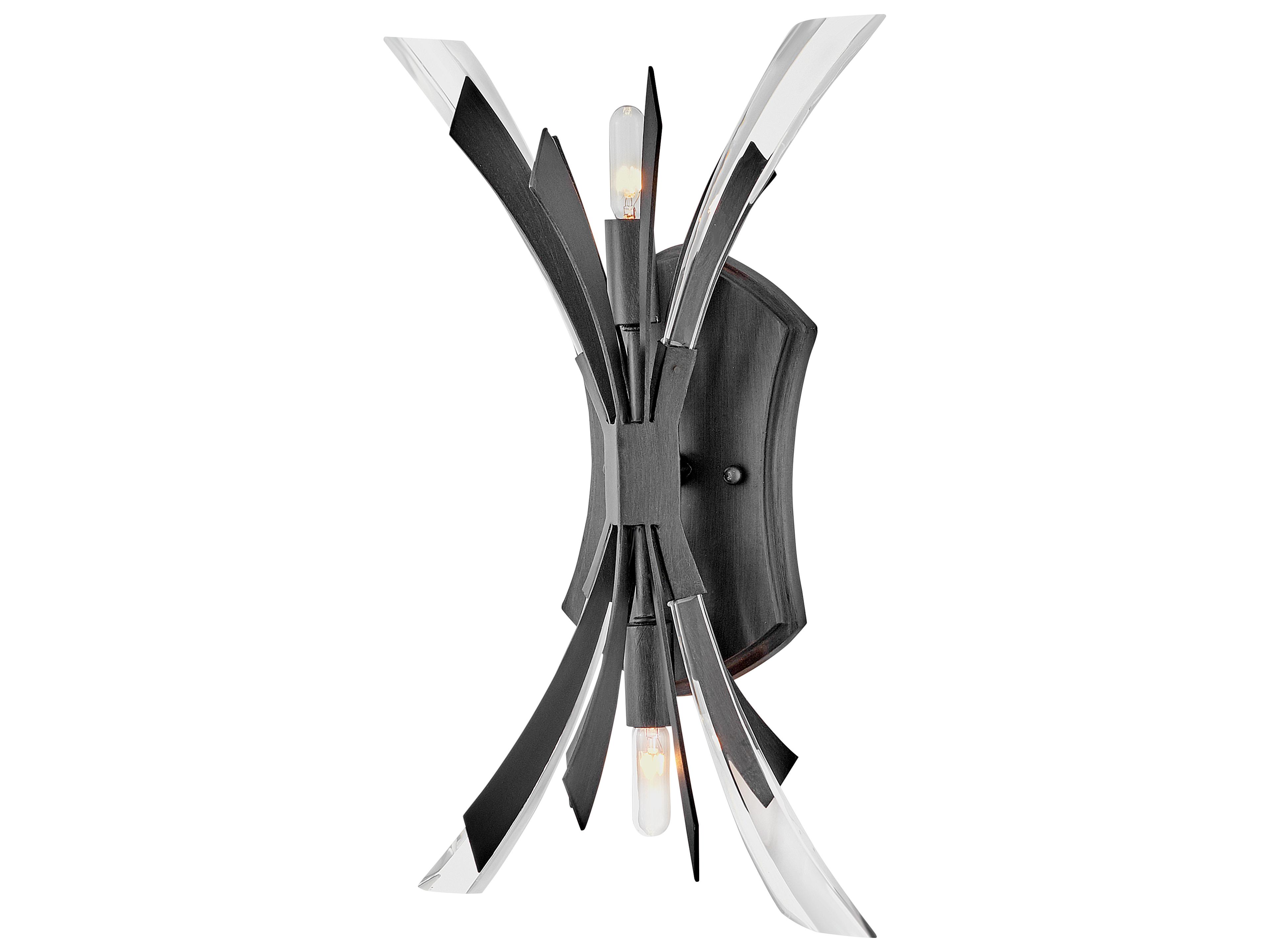 Fredrick Ramond Vida 2-Light Brushed Graphite Black Crystal LED Wall Sconce