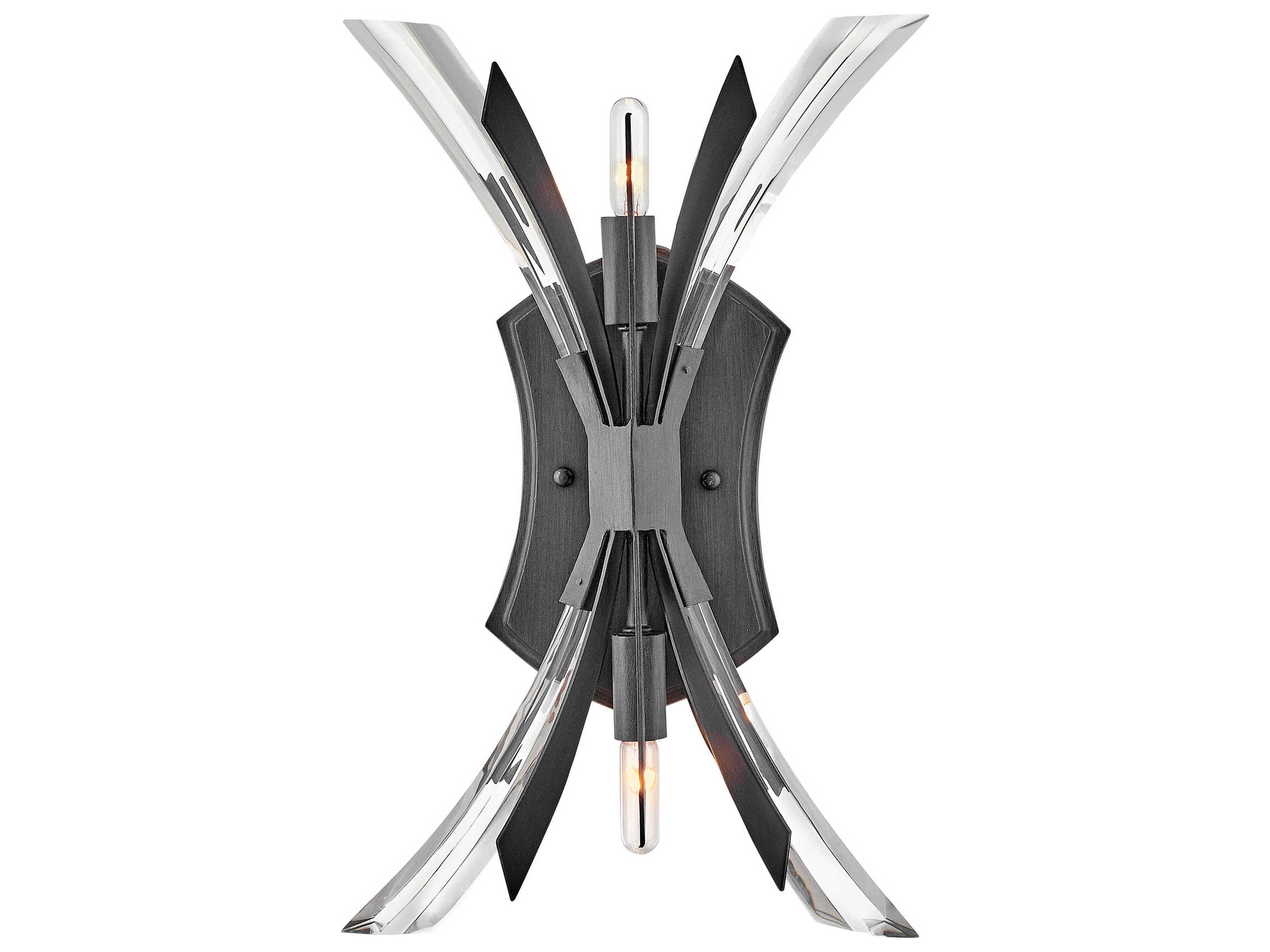 Fredrick Ramond Vida 2-Light Brushed Graphite Black Crystal LED Wall Sconce