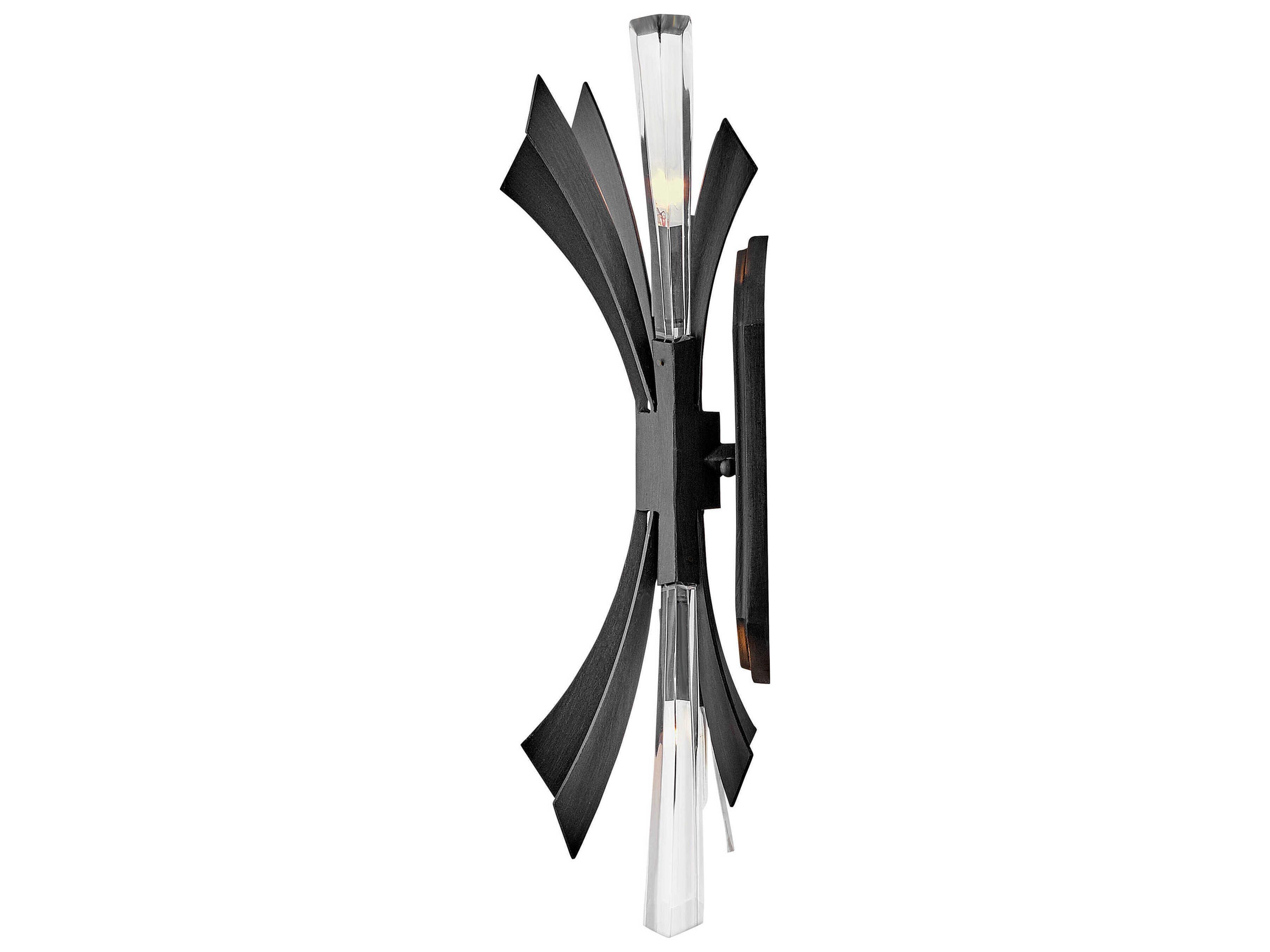 Fredrick Ramond Vida 2-Light Brushed Graphite Black Crystal LED Wall Sconce