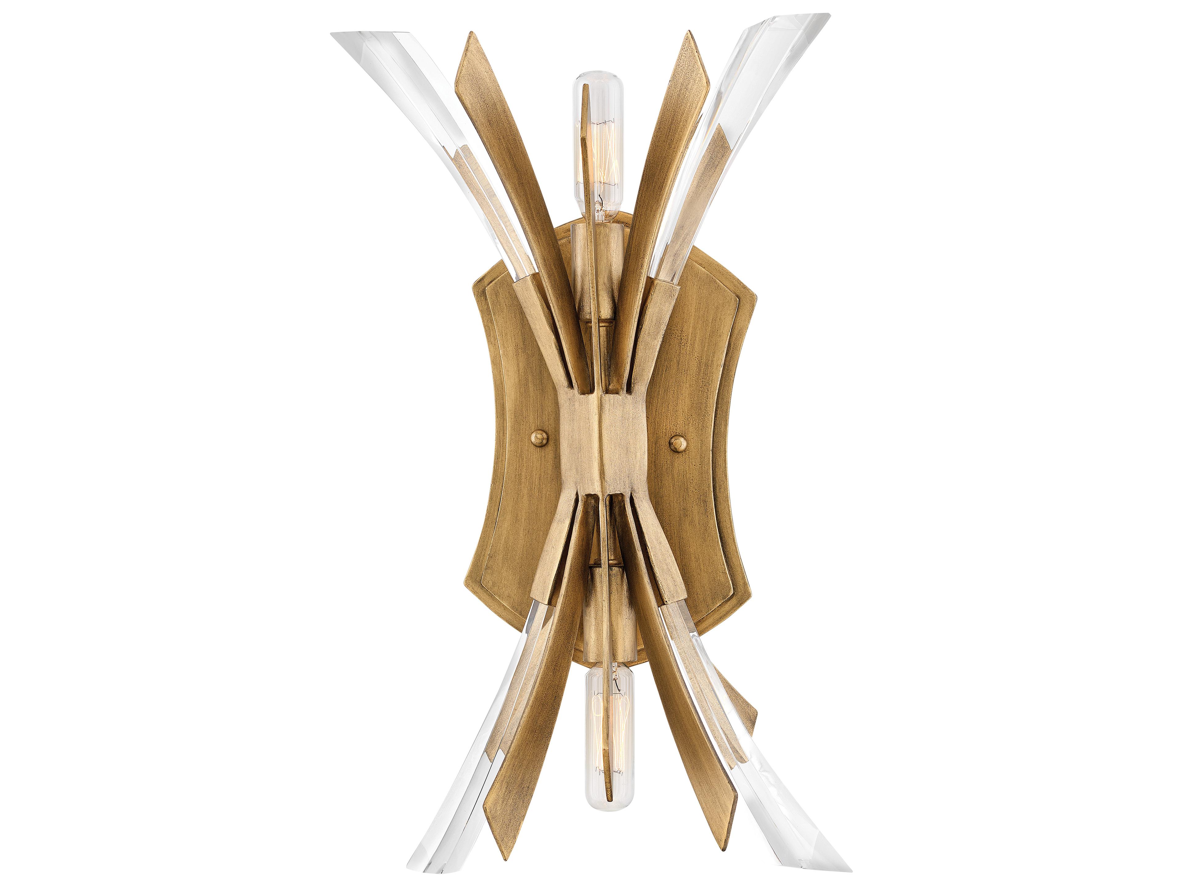 Vida 2-Light Burnished Gold Crystal Wall Sconce