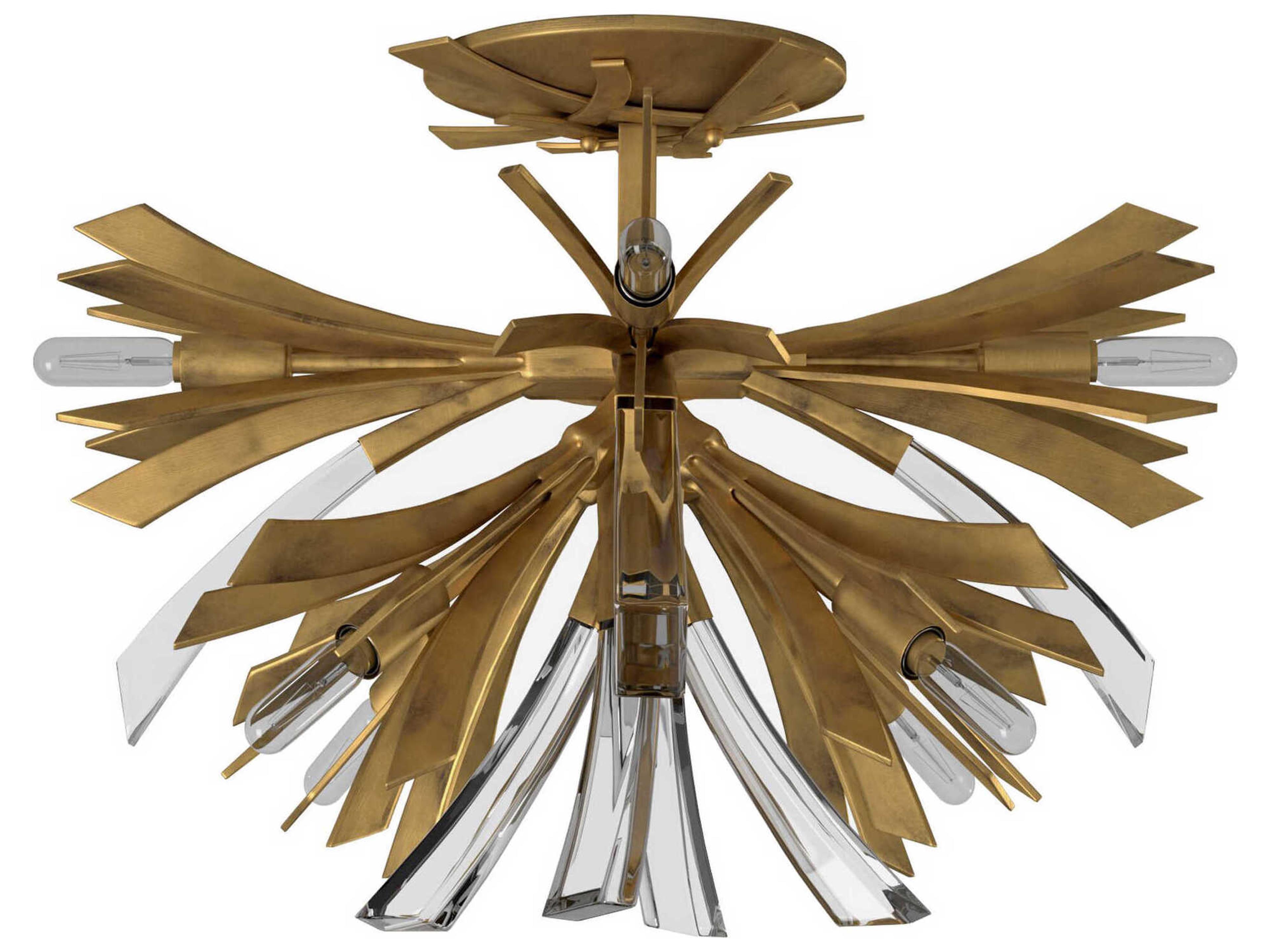 Fredrick Ramond Vida 9-Light Burnished Gold Crystal Sputnik Semi Flush Mount