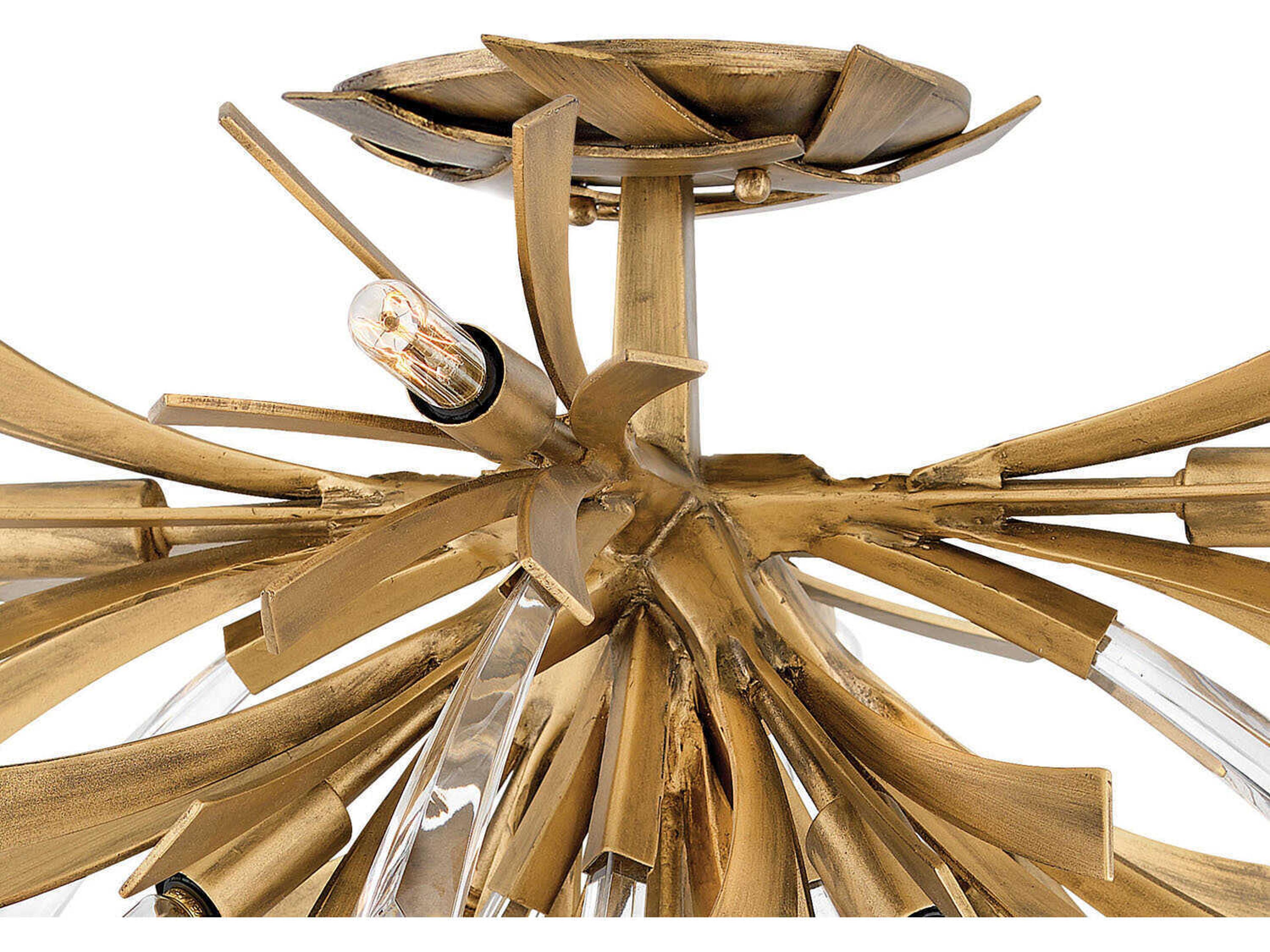 Fredrick Ramond Vida 9-Light Burnished Gold Crystal Sputnik Semi Flush Mount