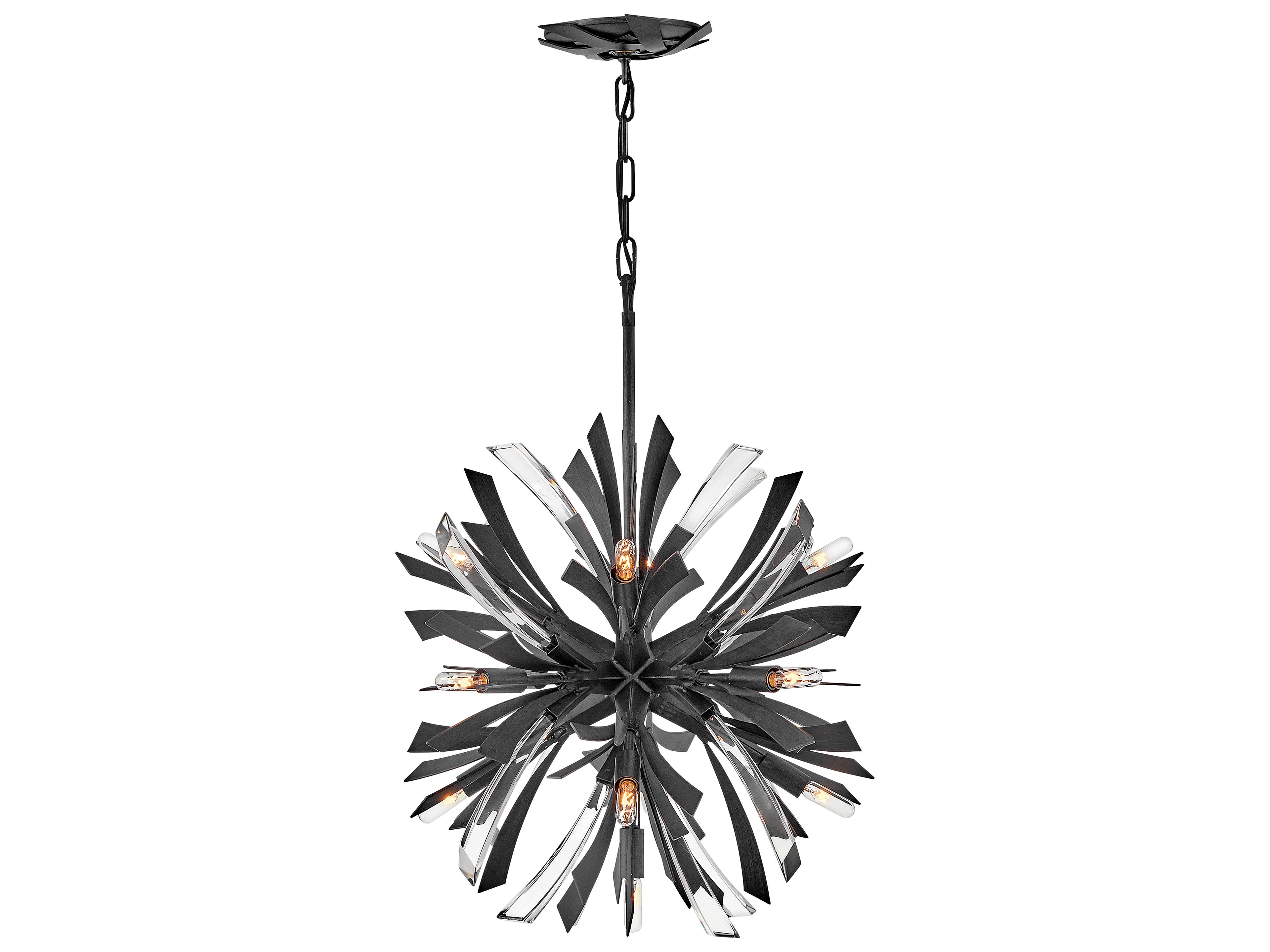 Vida 13-Light Brushed Graphite Black Crystal LED Pendant
