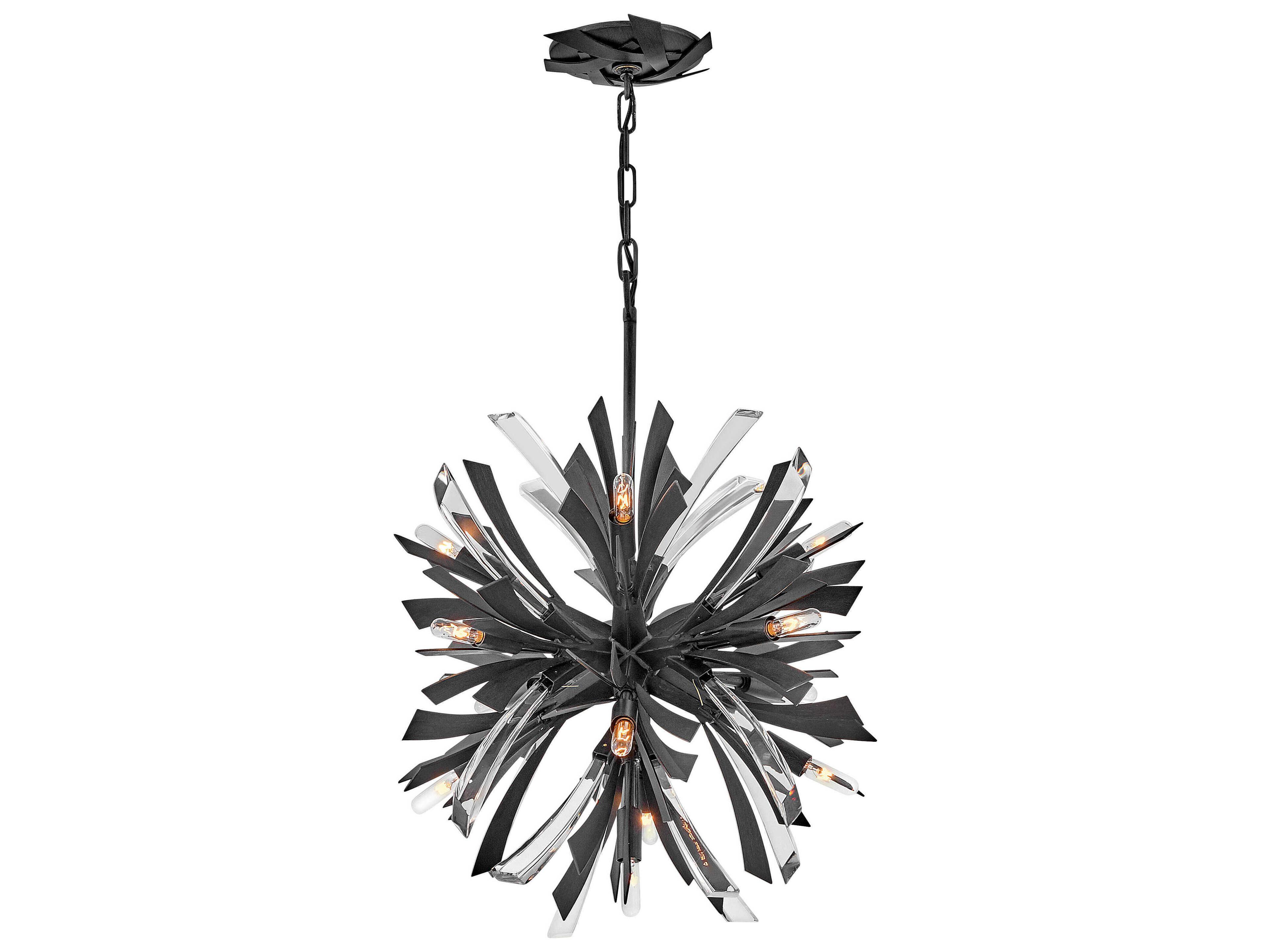 Fredrick Ramond Vida 13-Light Brushed Graphite Black Crystal LED Pendant