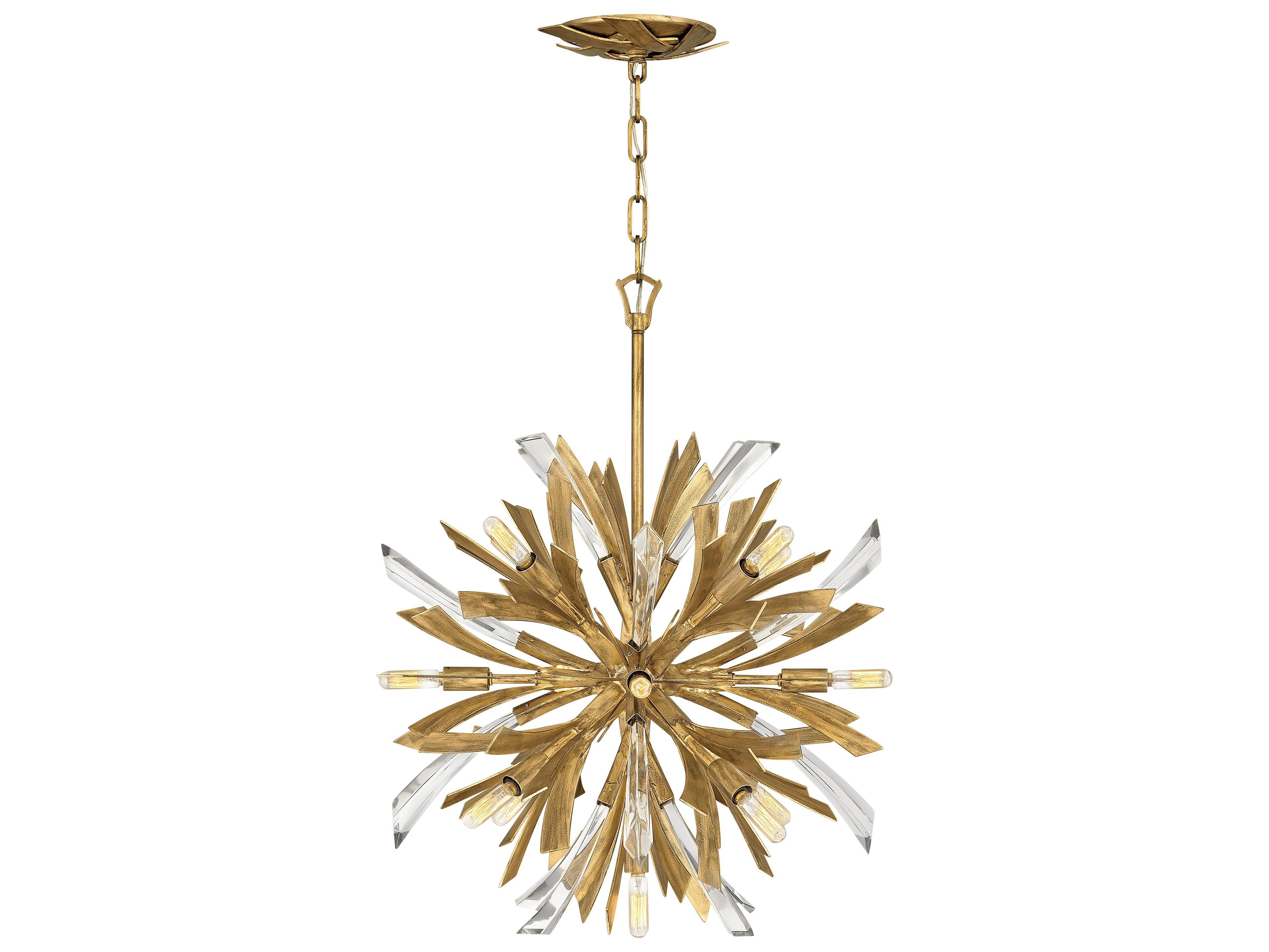 Vida 13-Light Burnished Gold Crystal Pendant