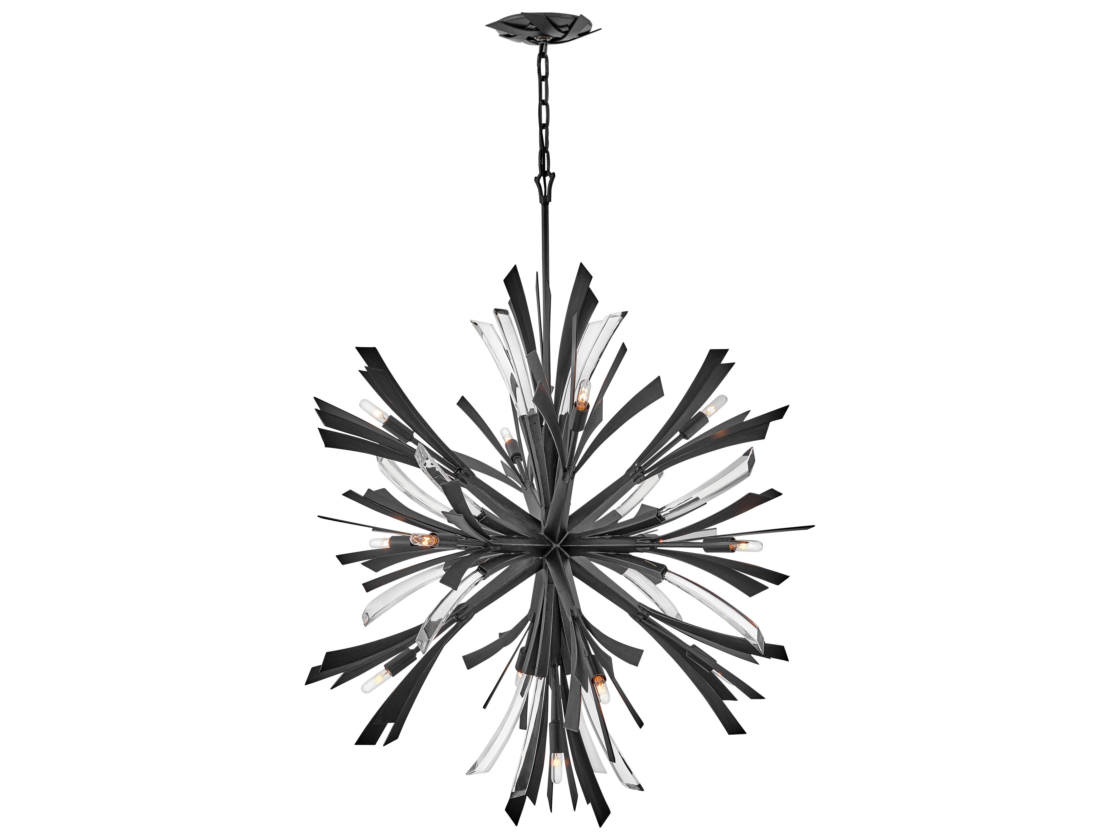 Vida 13-Light Brushed Graphite Black Crystal LED Pendant