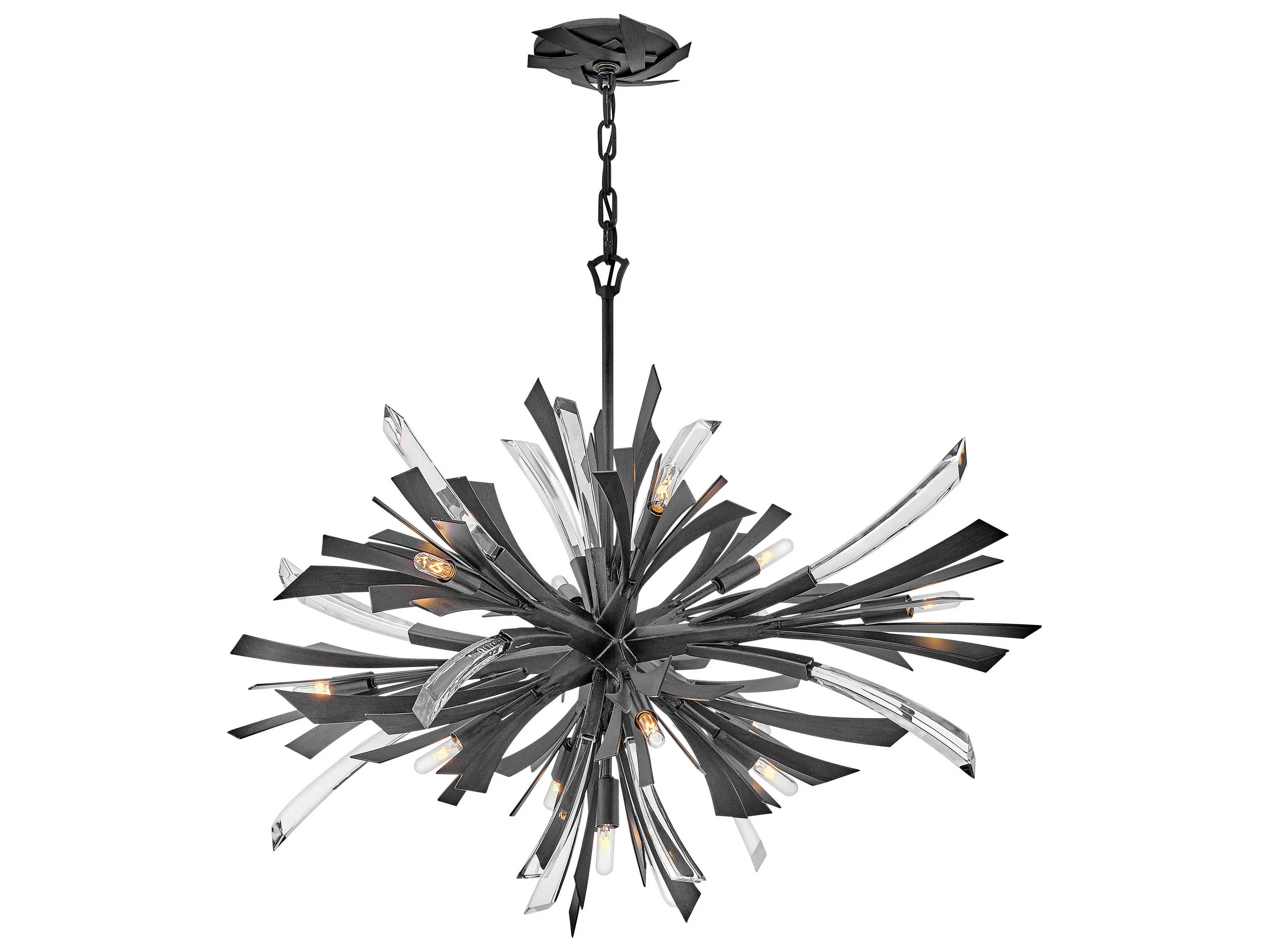 Fredrick Ramond Vida 13-Light Brushed Graphite Black Crystal LED Pendant