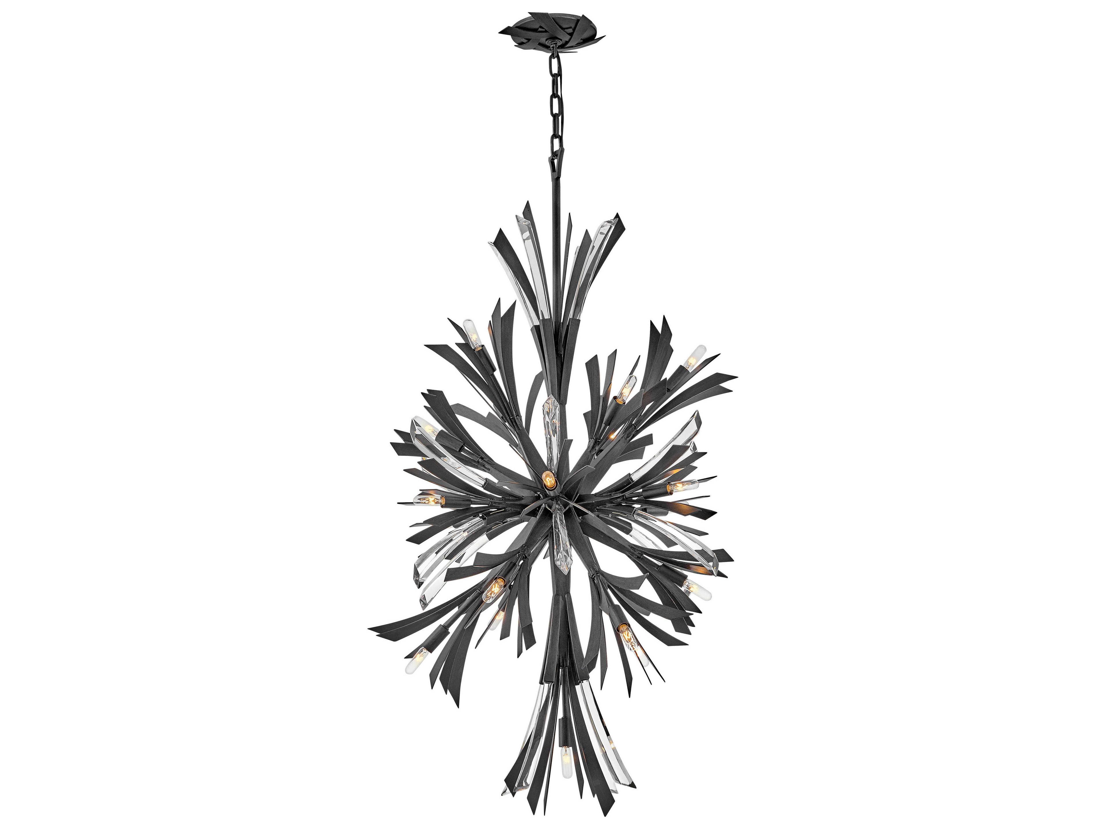 Fredrick Ramond Vida 19-Light9-Light Brushed Graphite Black Crystal LED Pendant