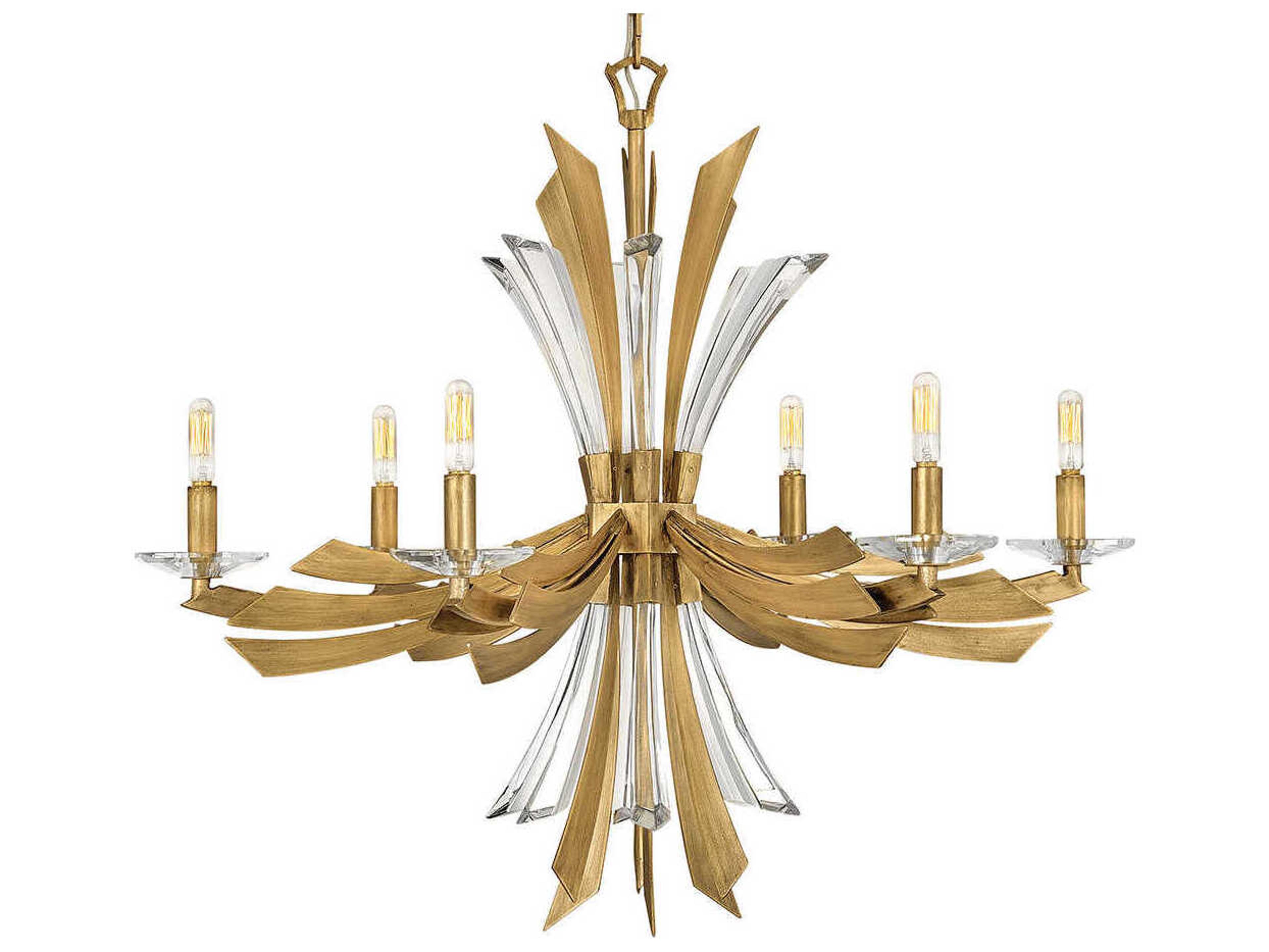 Fredrick Ramond Vida 6-Light Burnished Gold Crystal Candelabra Chandelier