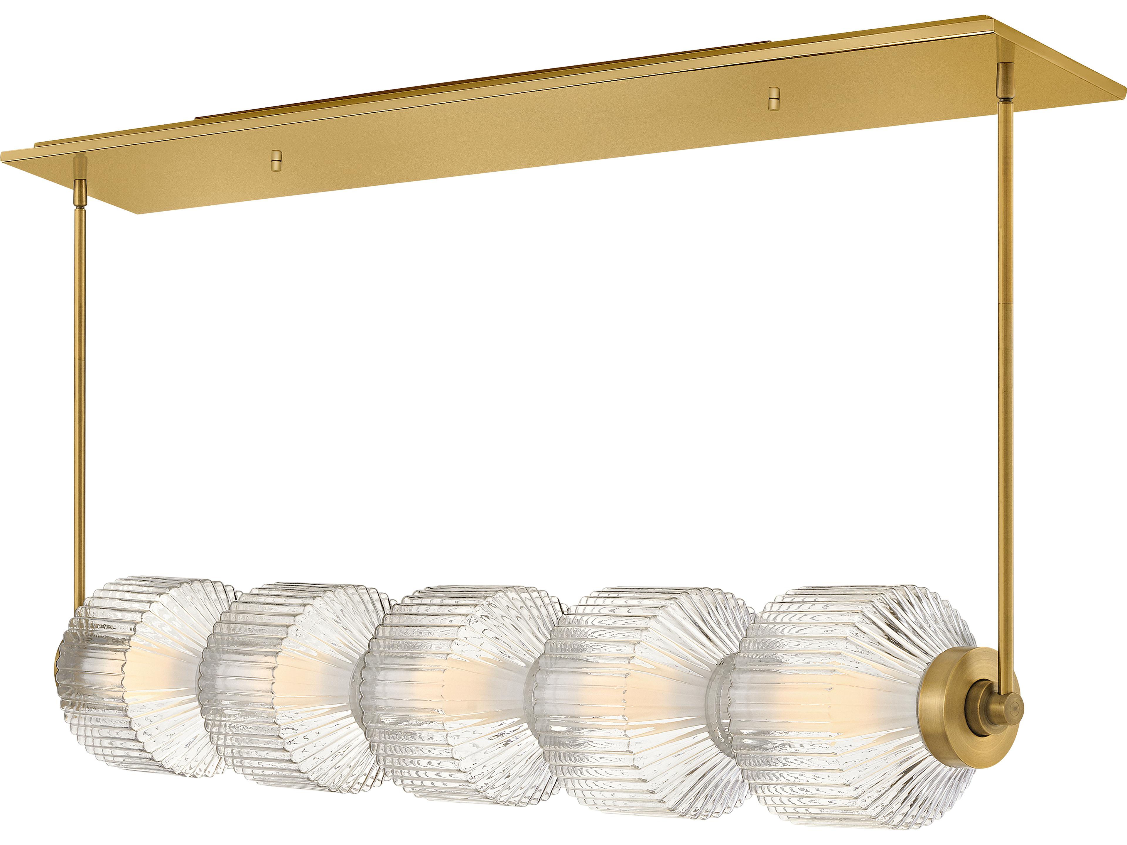 Reign Lacquered Brass Glass LED Geometric Linear Island Pendant