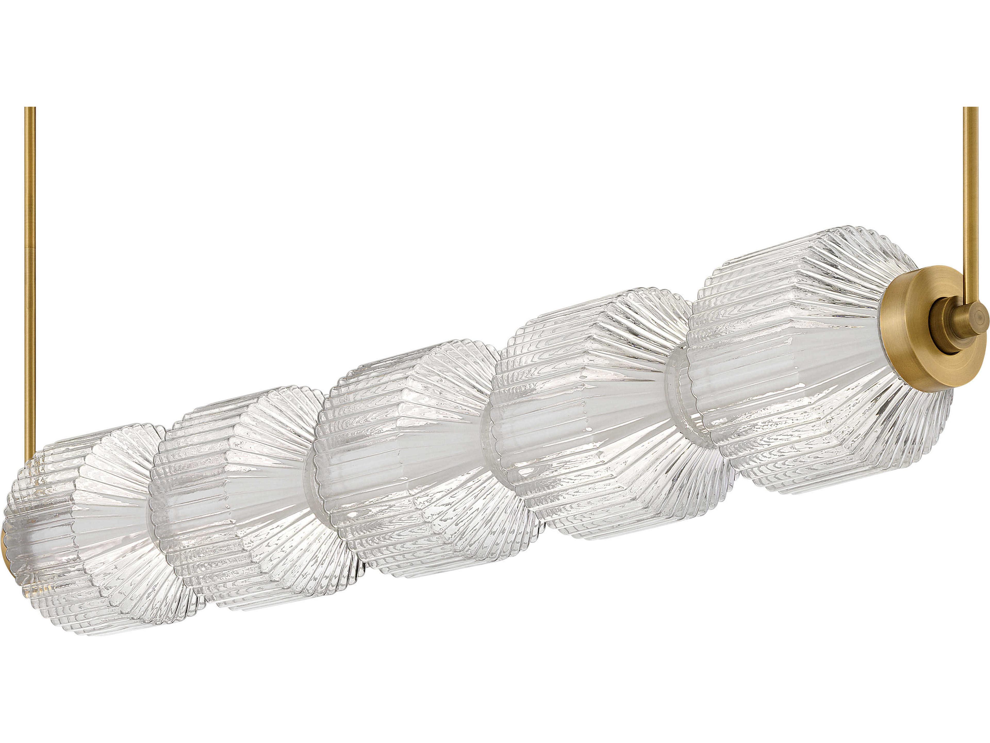 Fredrick Ramond Reign Lacquered Brass Glass LED Geometric Linear Island Pendant