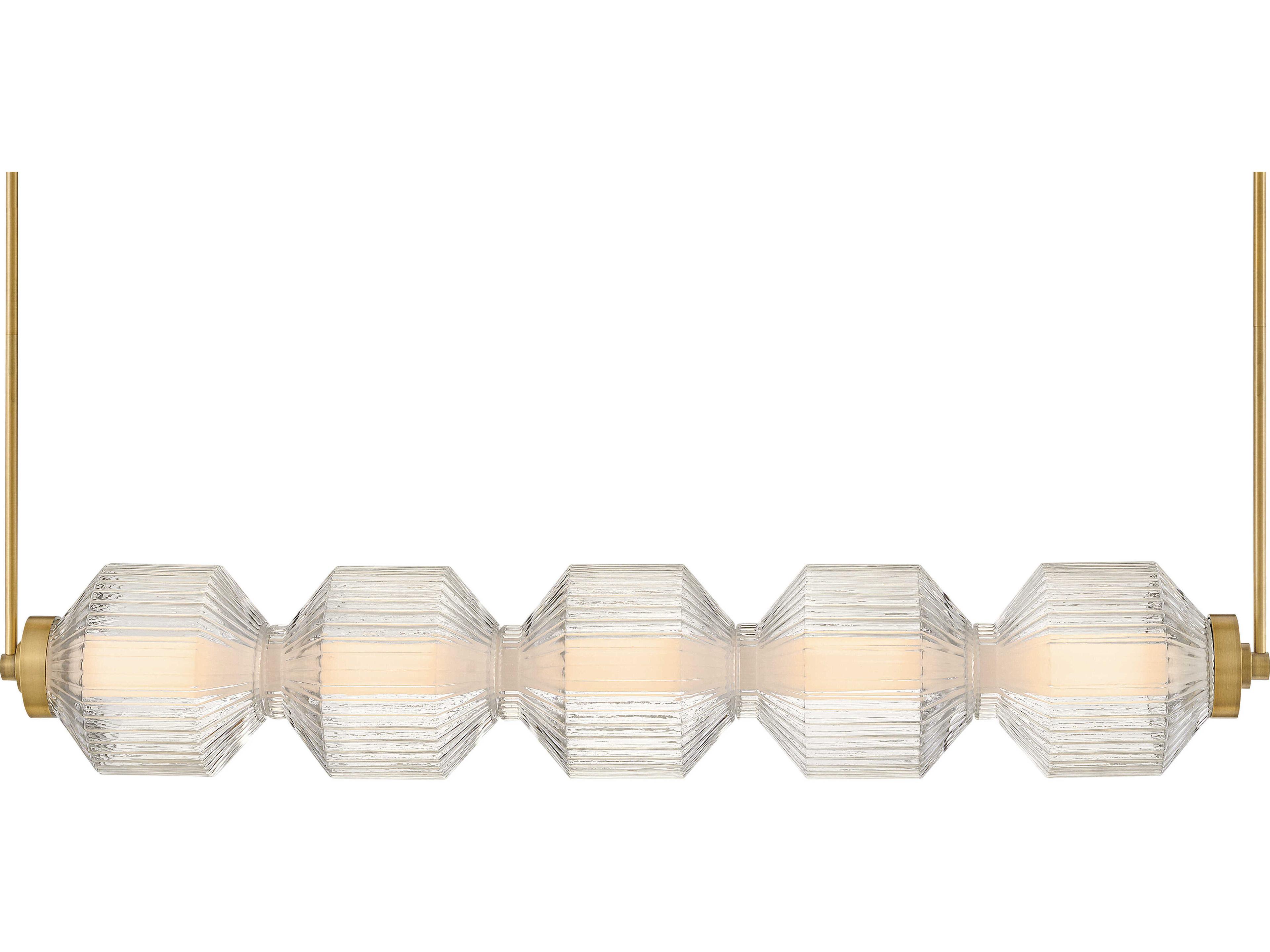 Fredrick Ramond Reign Lacquered Brass Glass LED Geometric Linear Island Pendant
