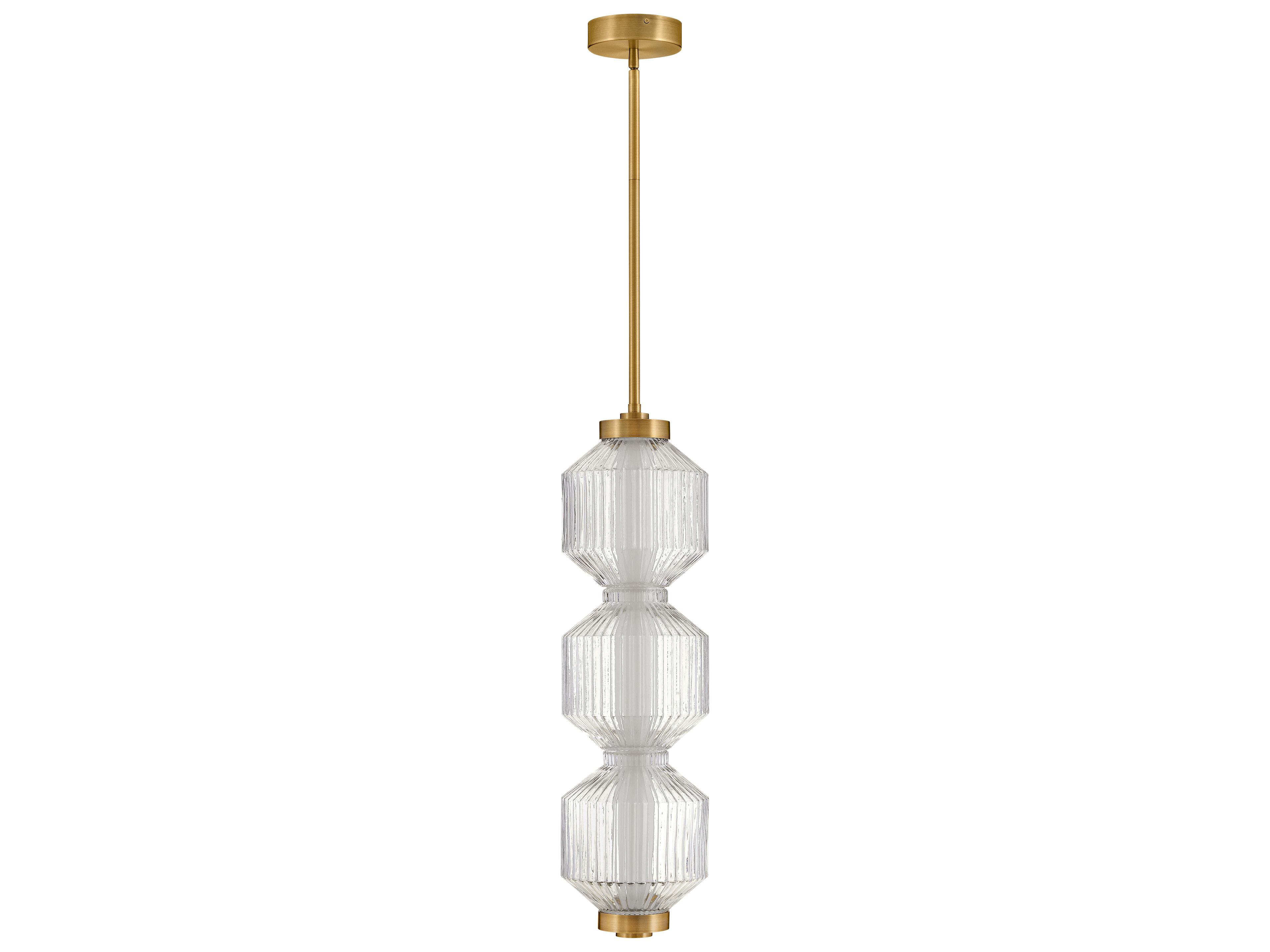 Fredrick Ramond Reign Lacquered Brass Glass LED Geometric Linear Mini Pendant