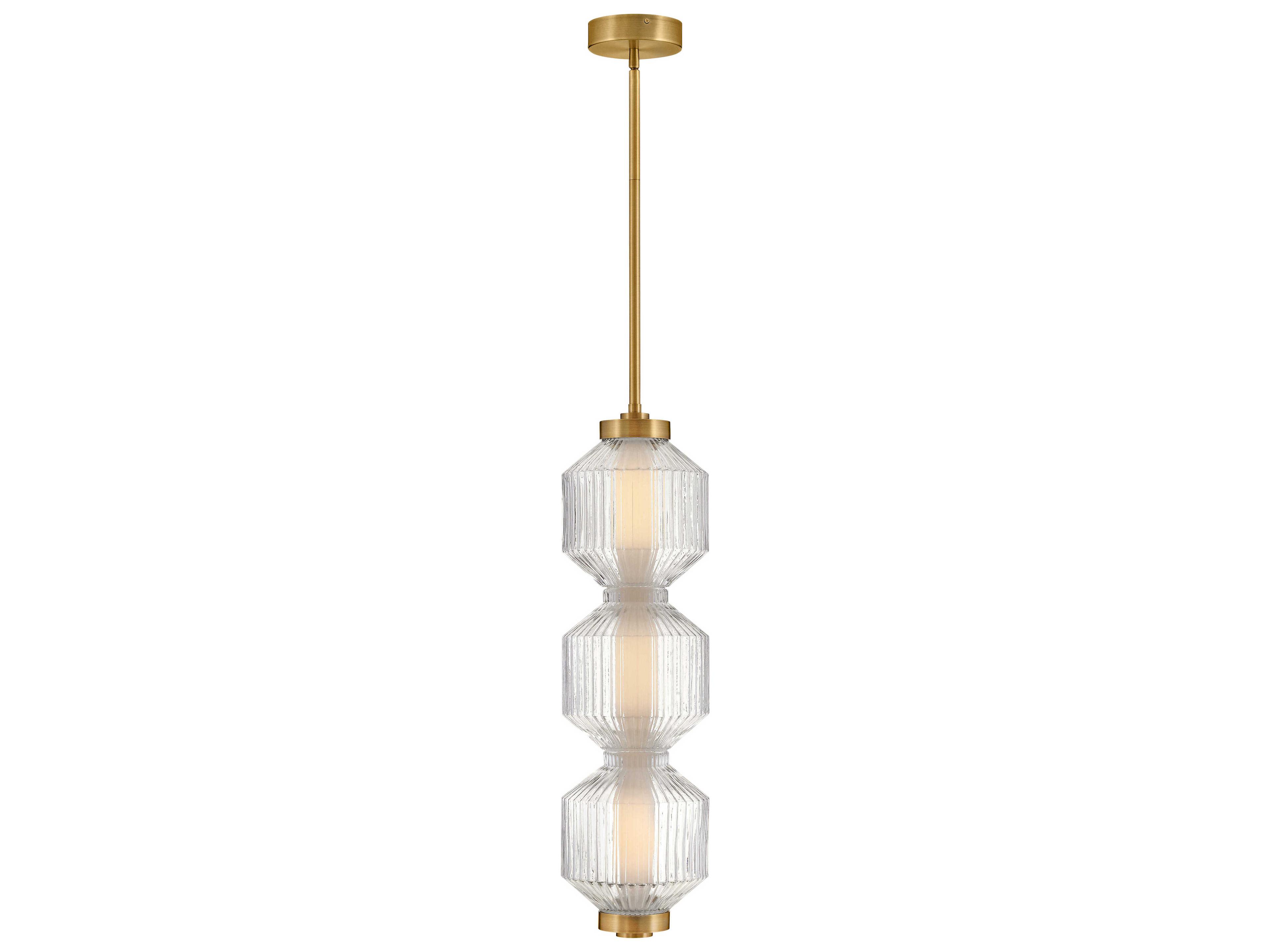 Fredrick Ramond Reign Lacquered Brass Glass LED Geometric Linear Mini Pendant