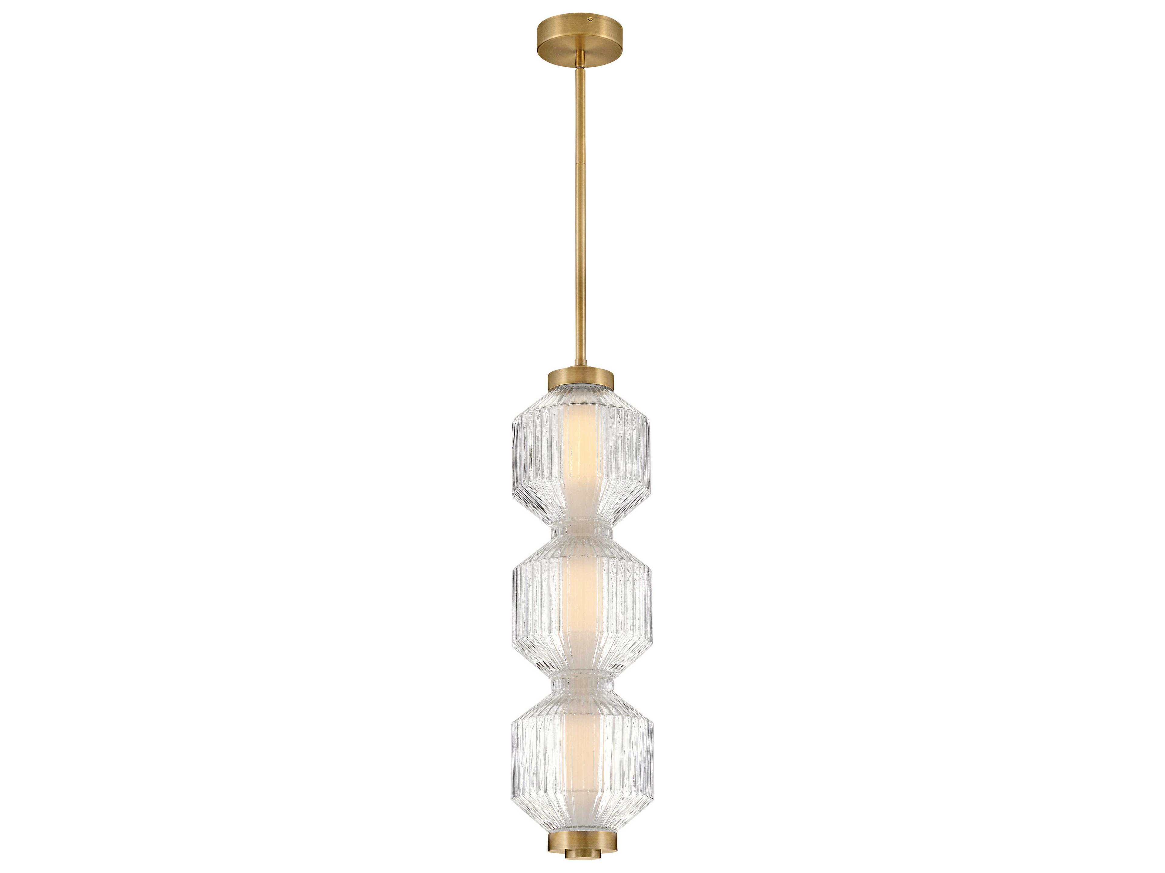 Fredrick Ramond Reign Lacquered Brass Glass LED Geometric Linear Mini Pendant
