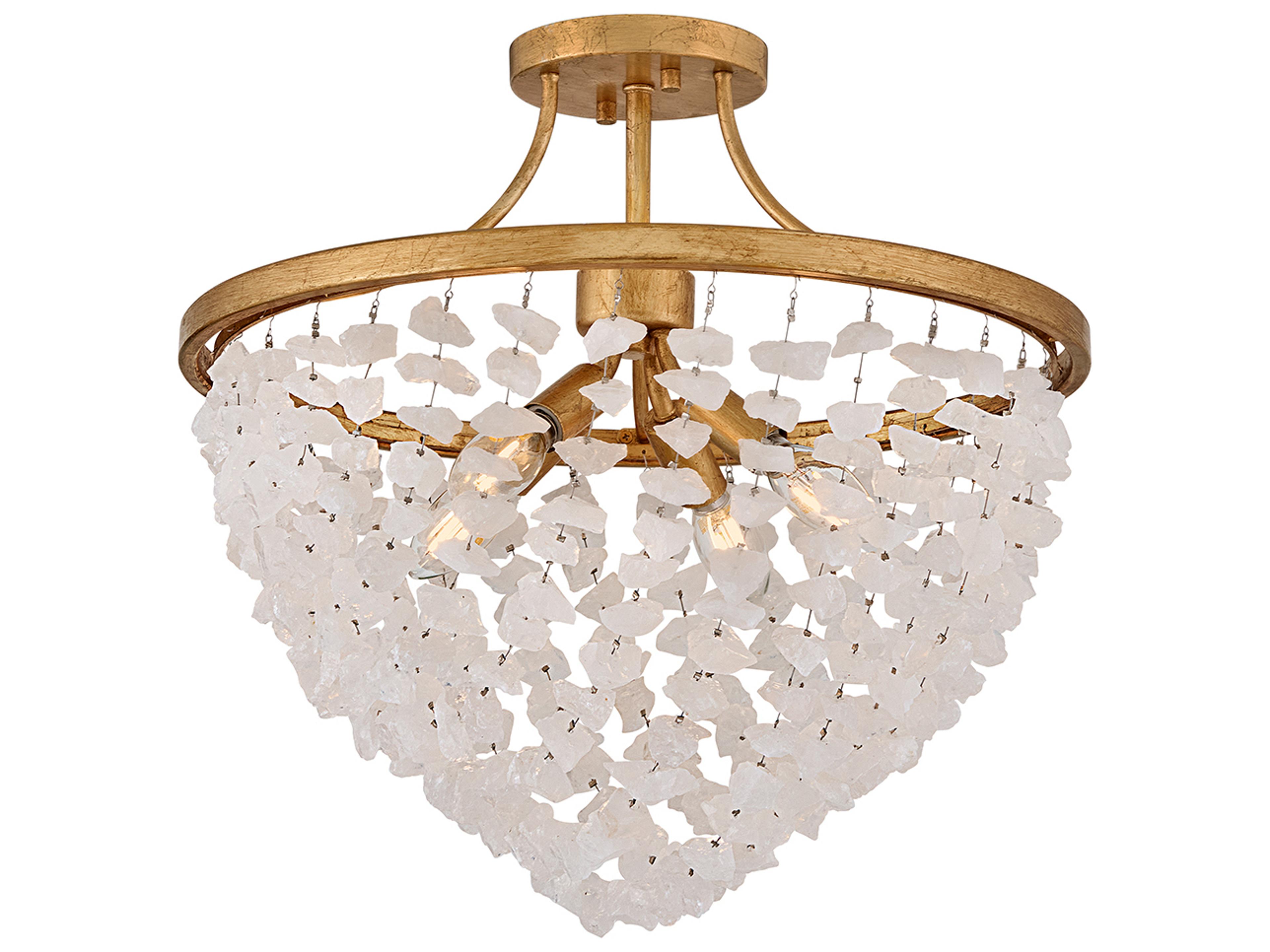 Fredrick Ramond Myra 4-Light Distressed Brass Semi Flush Mount