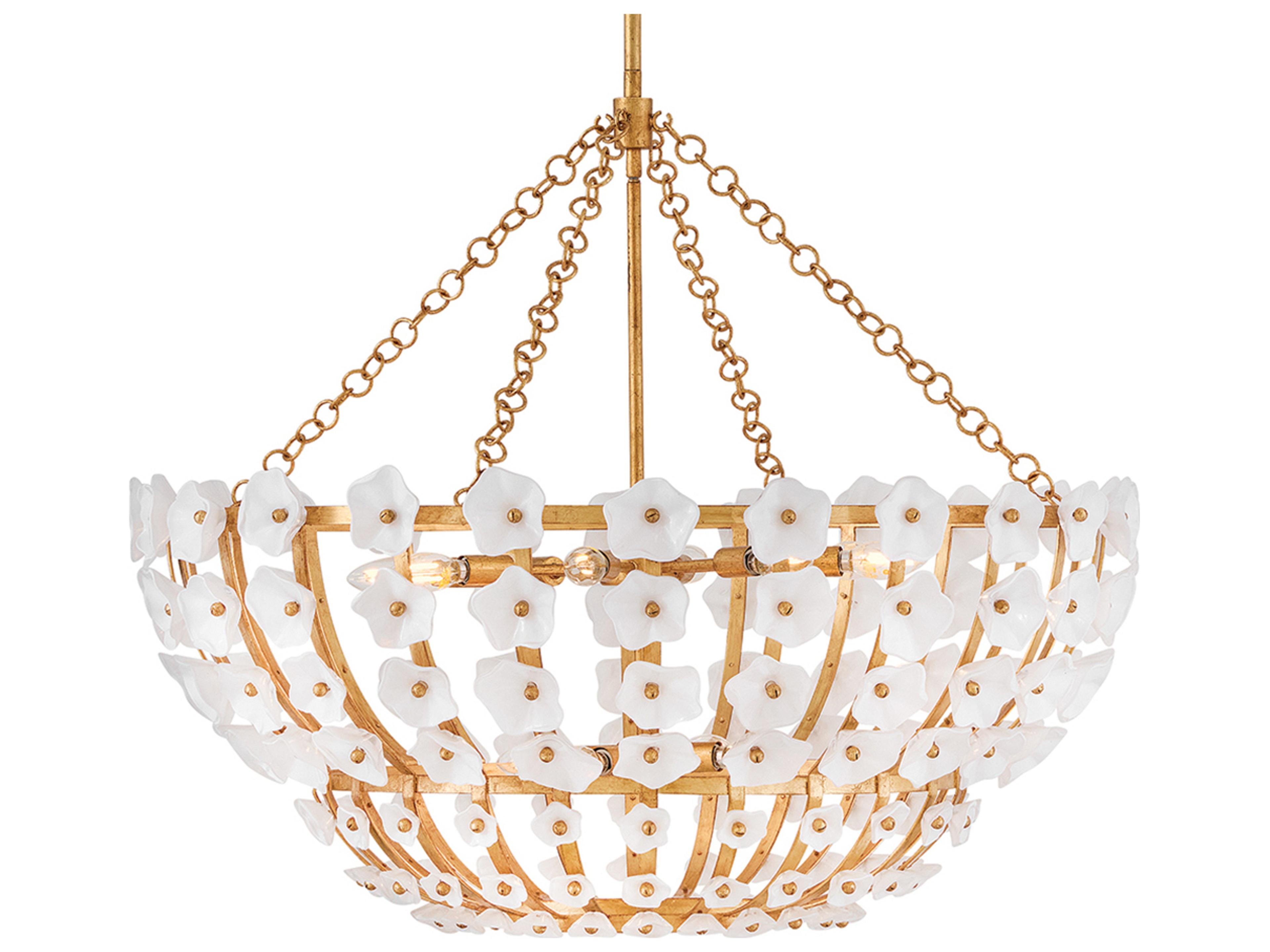 Azalea 12-Light Distressed Brass Chandelier