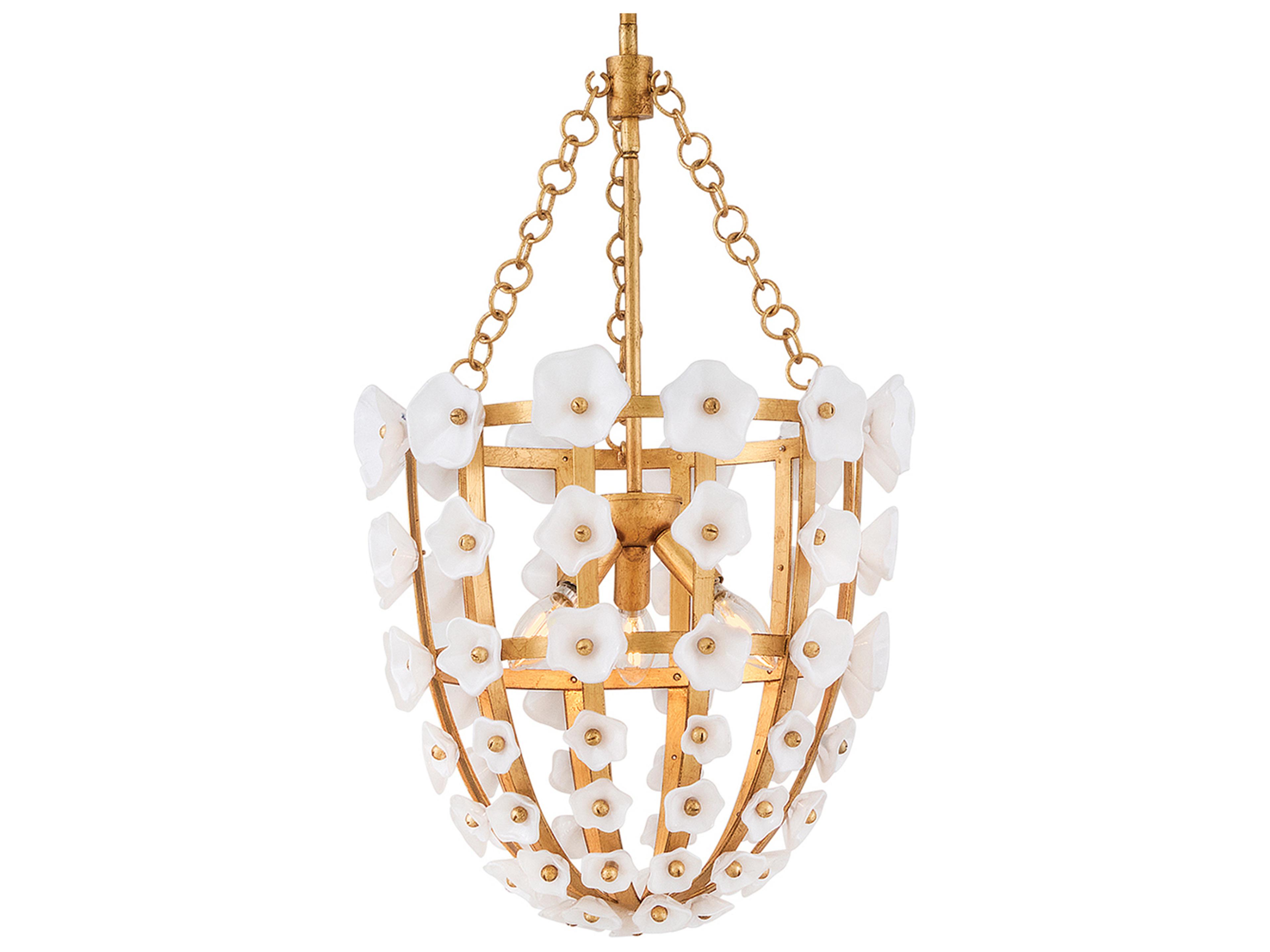 Azalea 3-Light Distressed Brass Pendant