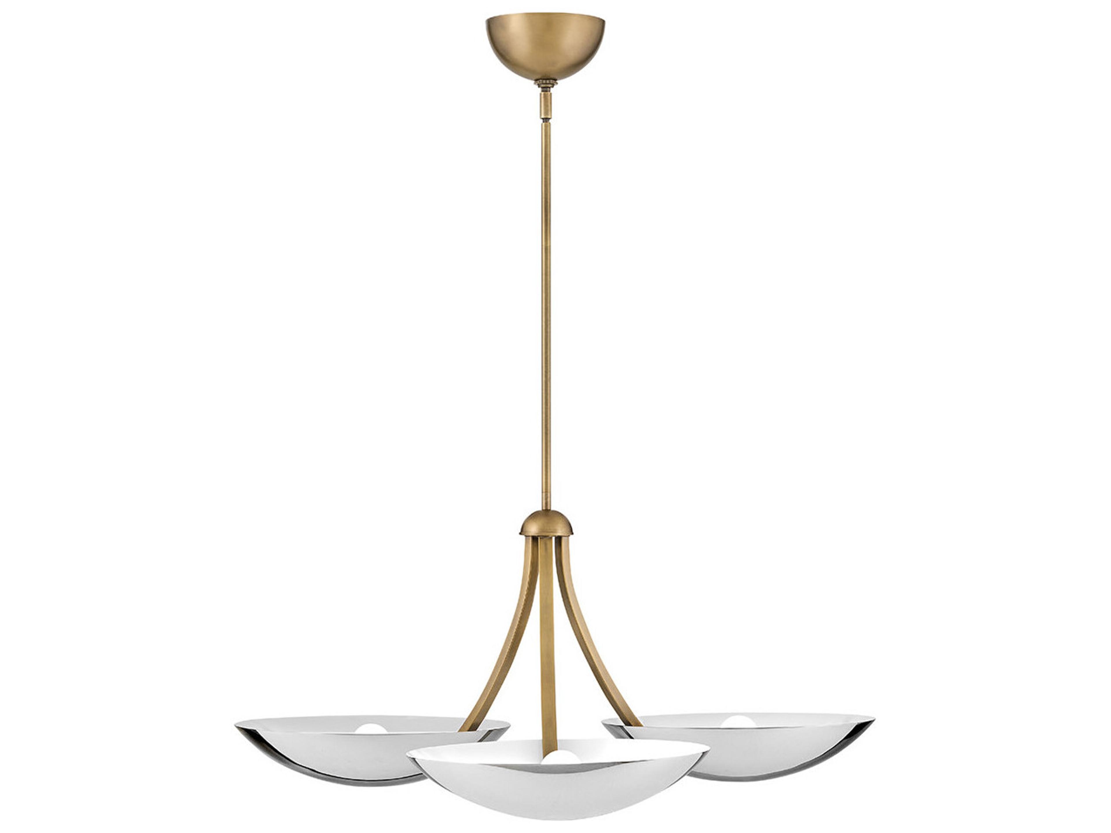 Fredrick Ramond Glenn 3-Light Heritage Brass Chrome Bowl Chandelier