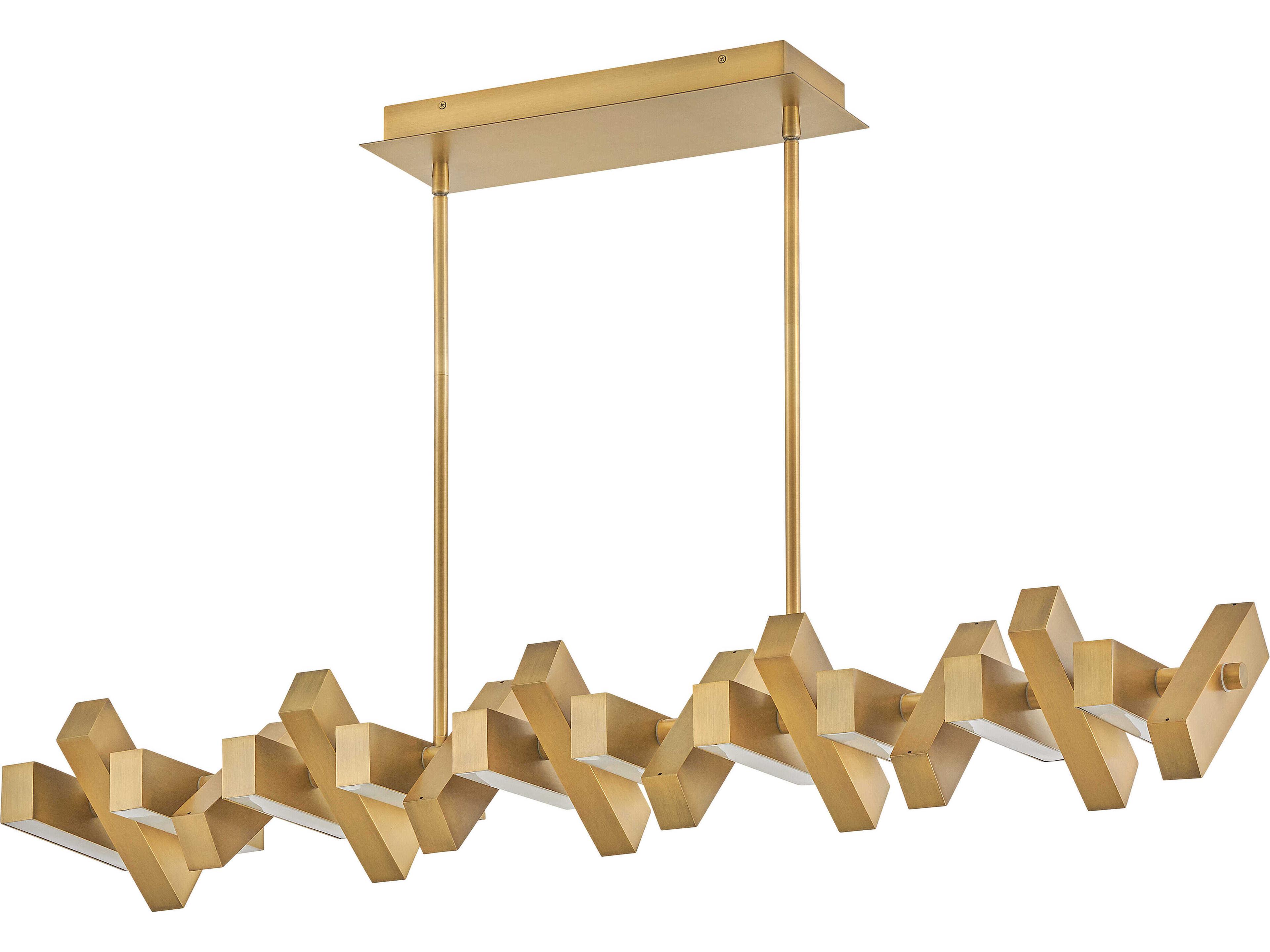 Fredrick Ramond Stitch Lacquered Brass LED Geometric Linear Island Pendant