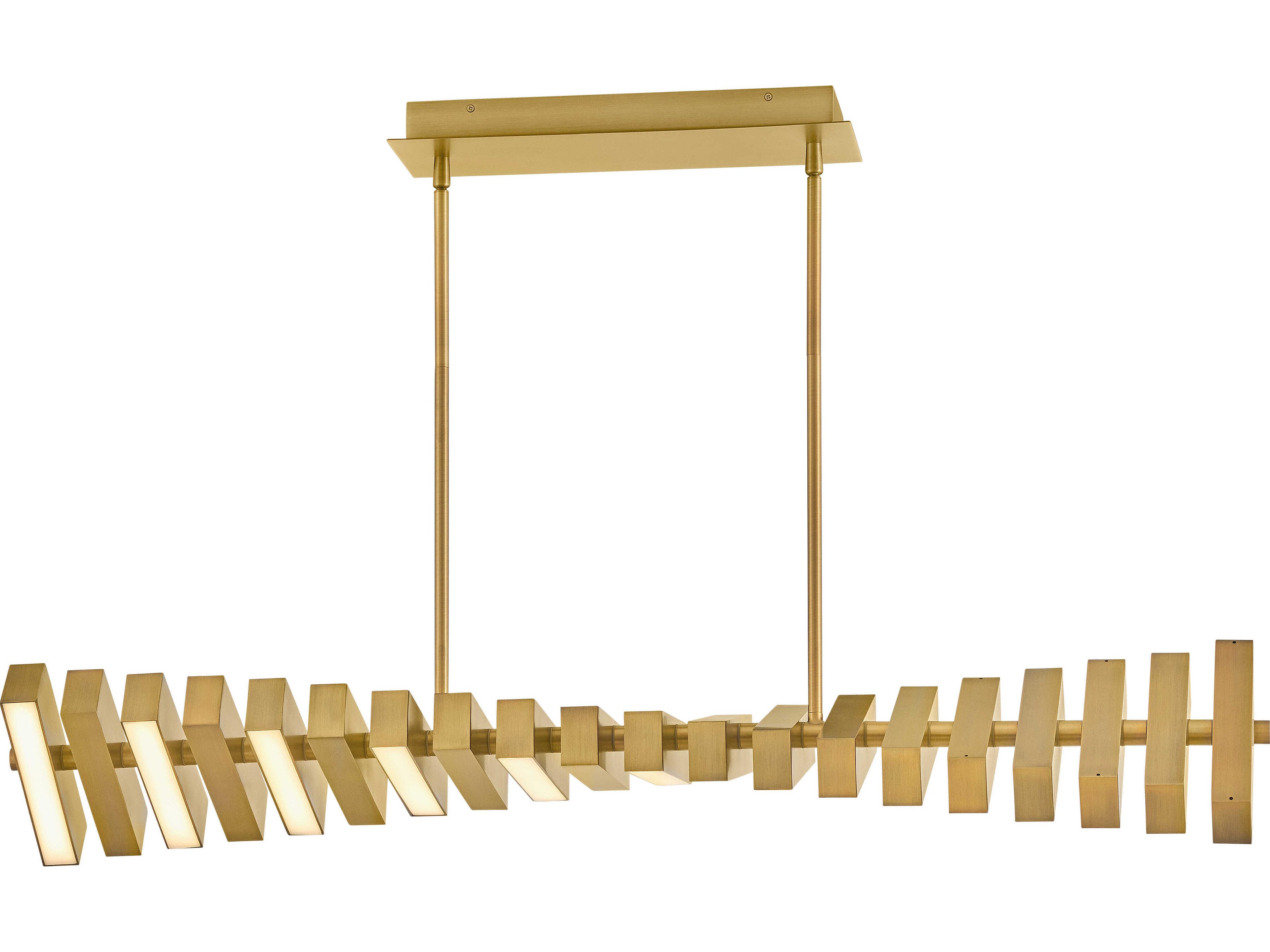 Fredrick Ramond Stitch Lacquered Brass LED Geometric Linear Island Pendant