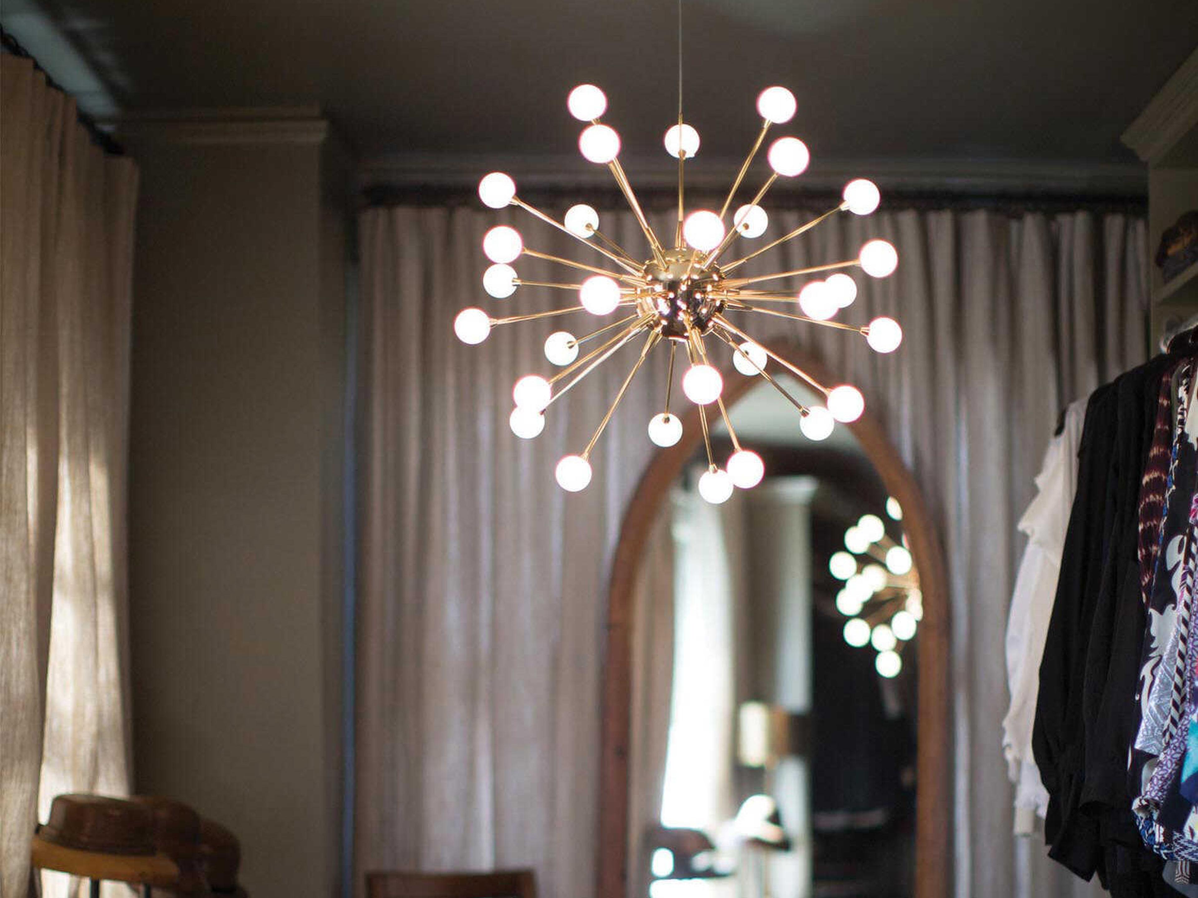 Fredrick Ramond Impulse 30-Light Polished Gold LED Linear Sputnik Pendant