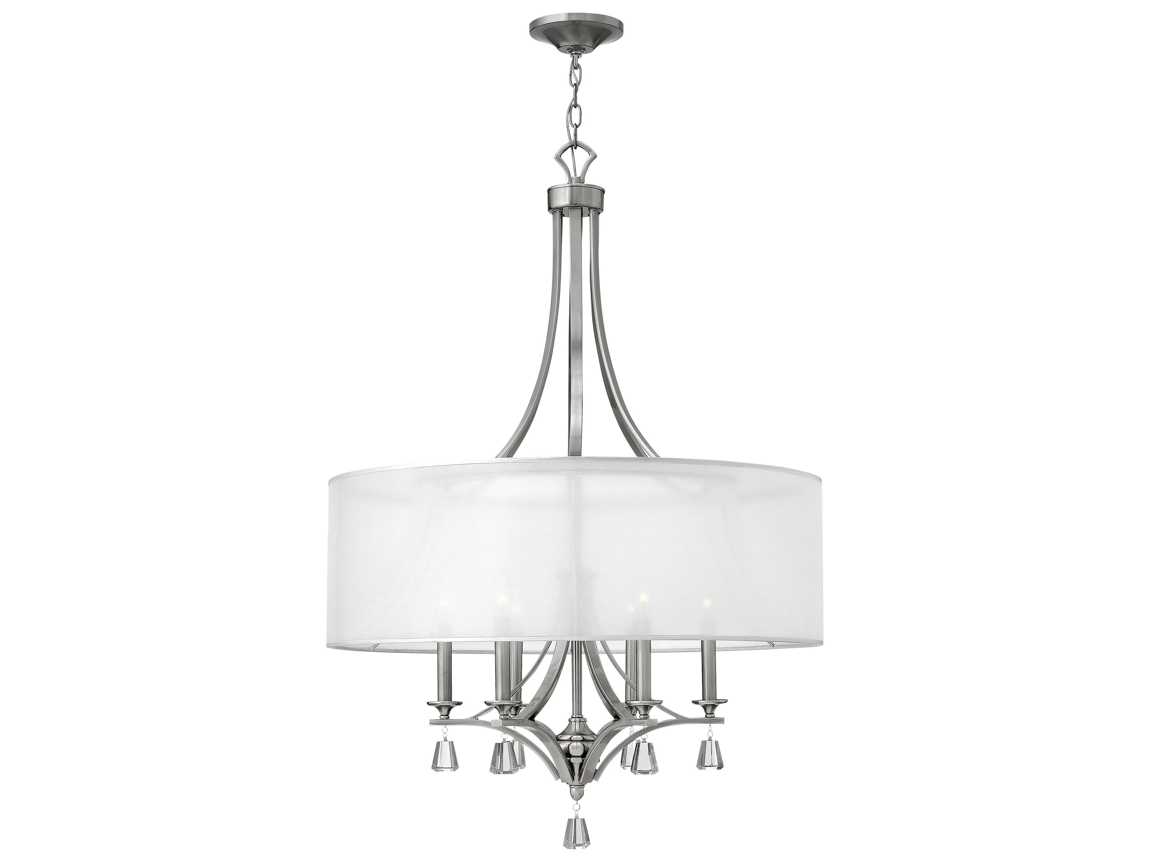 Fredrick Ramond Mime 6-Light Brushed Nickel Crystal Candelabra Drum Chandelier