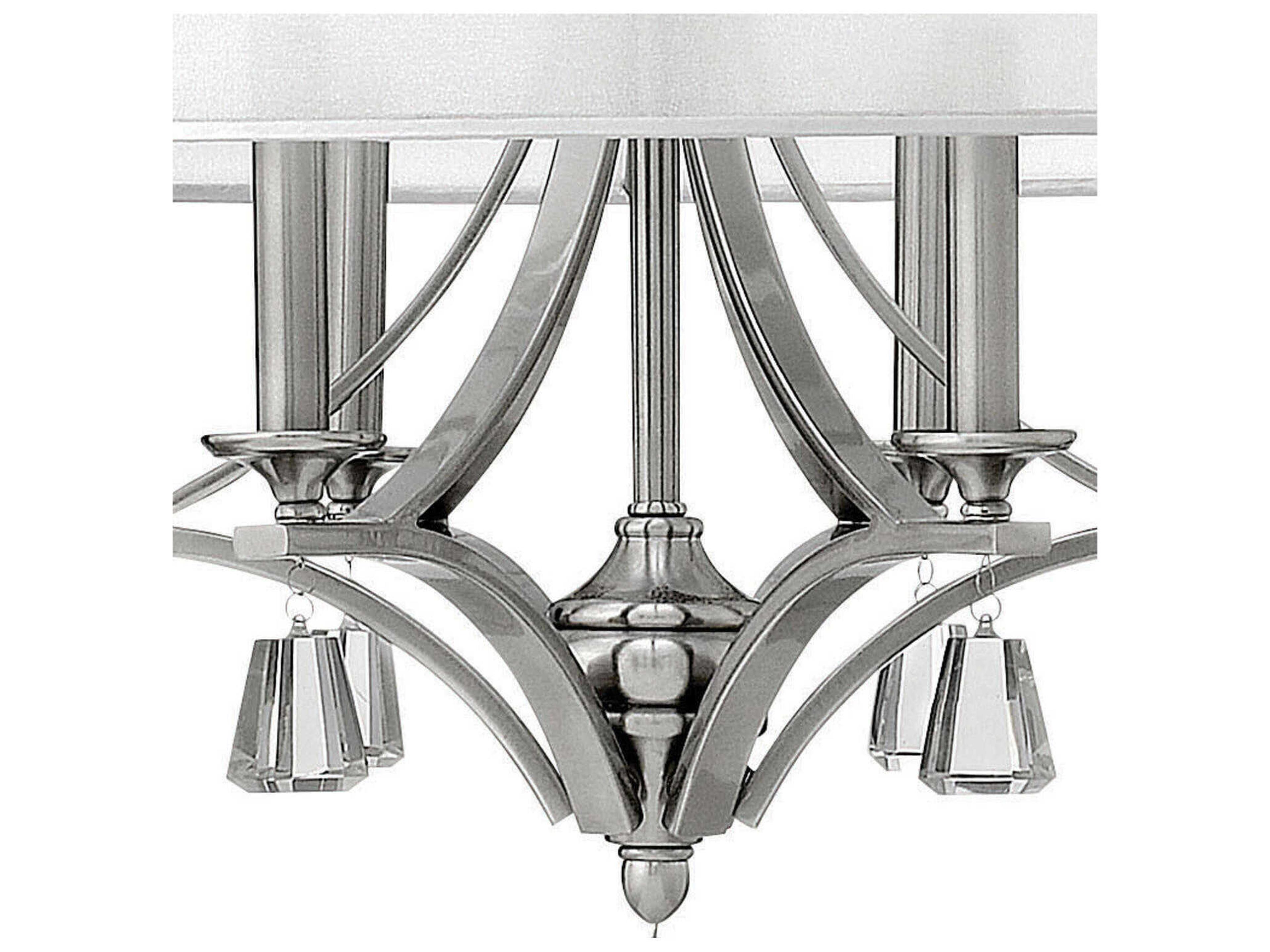 Fredrick Ramond Mime 6-Light Brushed Nickel Crystal Candelabra Drum Chandelier