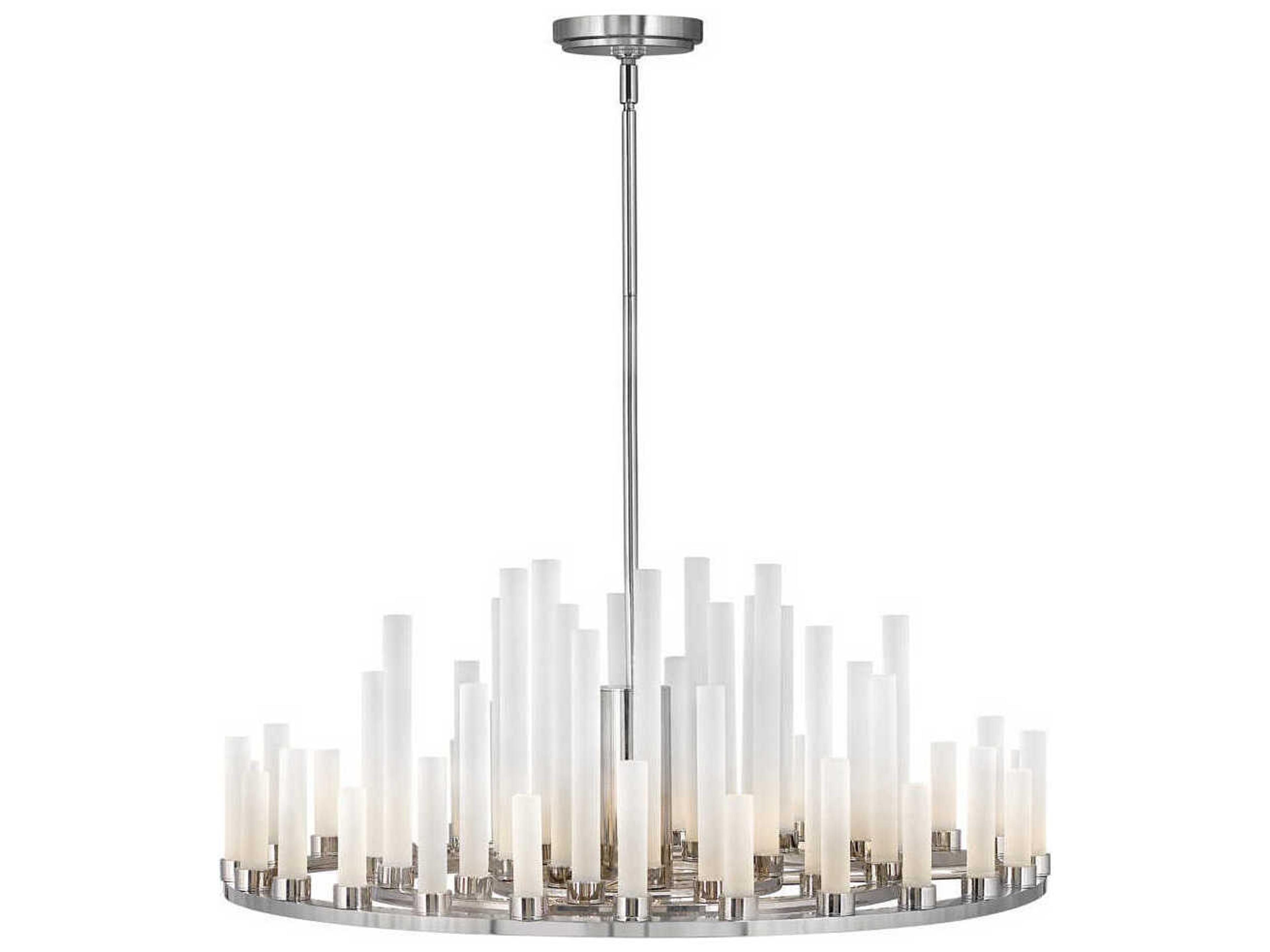 Trinity 50-Light Polished Nickel Glass LED Cylinder Geometric Chandelier
