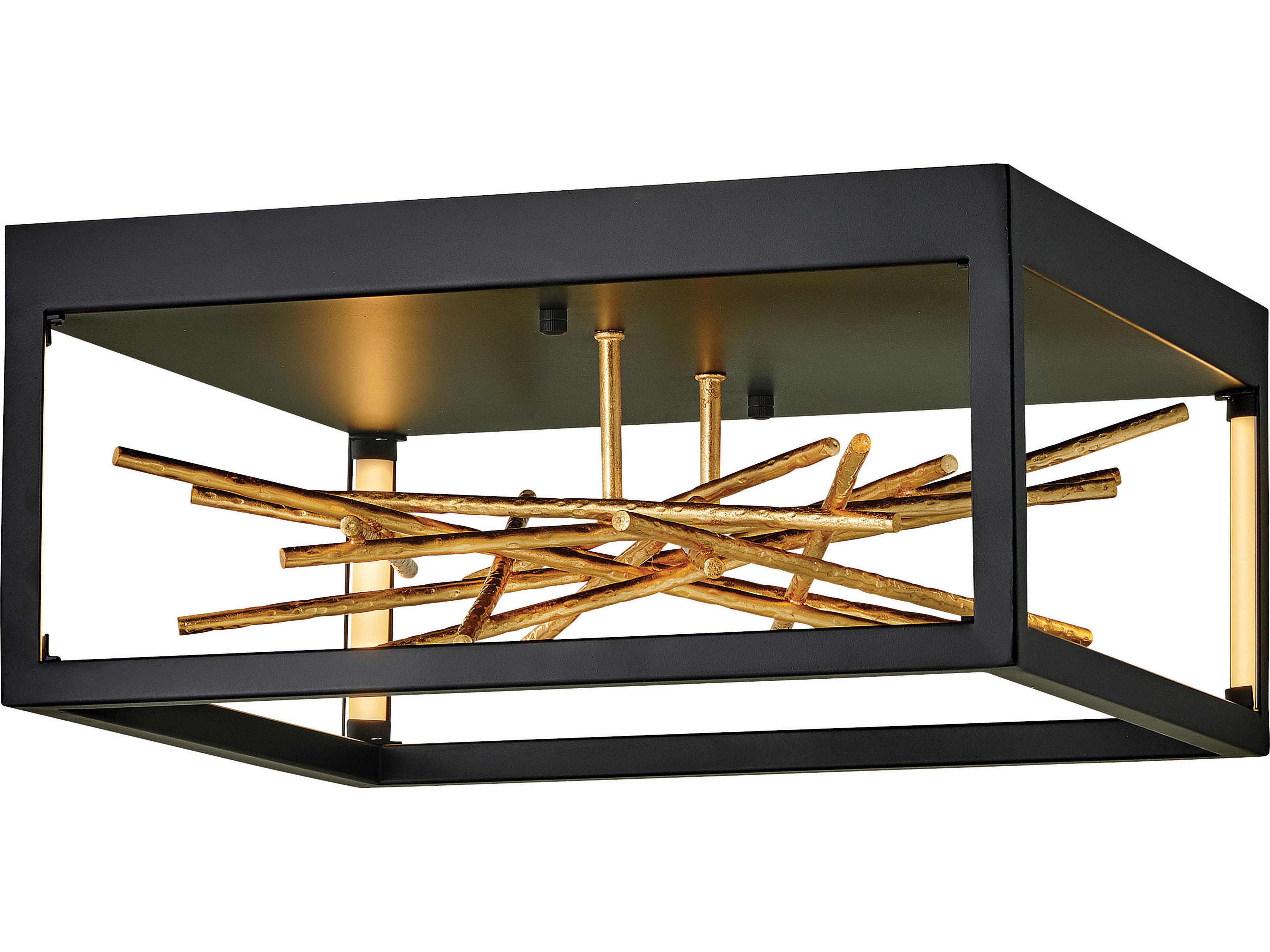 Styx Black Gilded Gold LED Geometric Linear Flush Mount