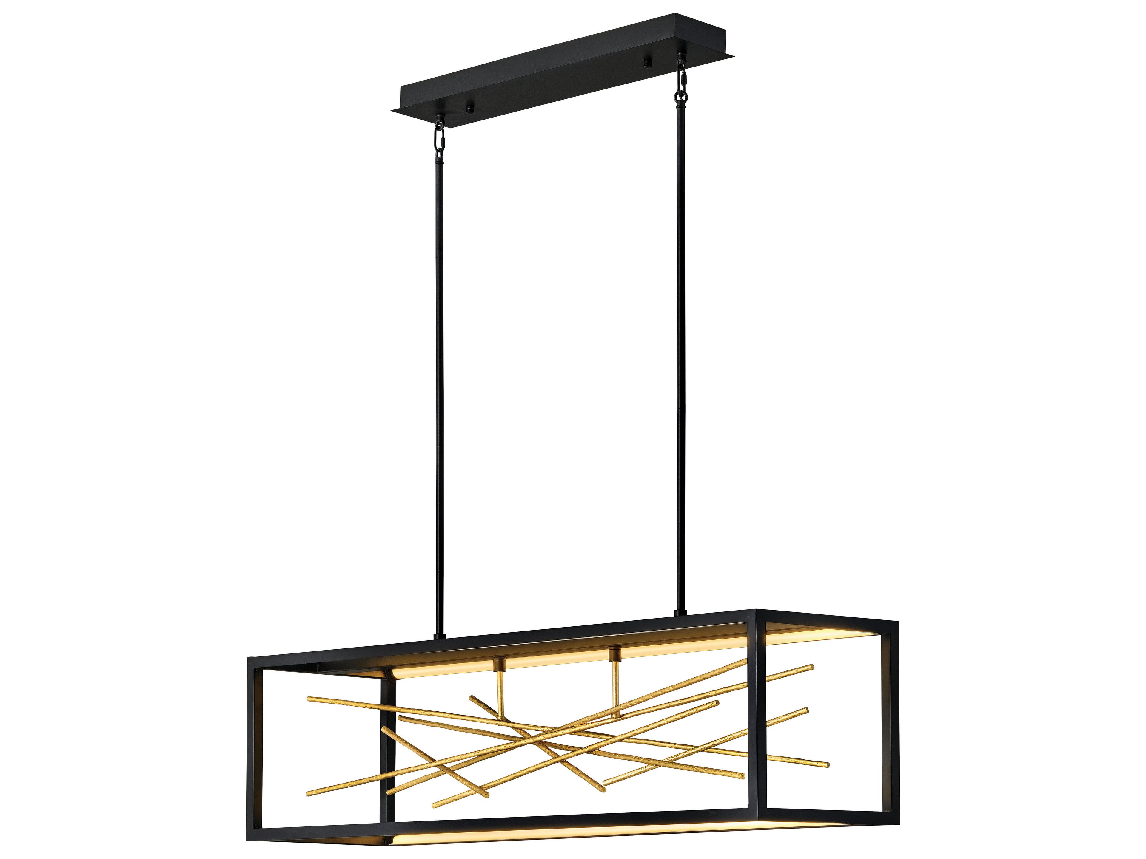 Styx Black Gilded Gold LED Linear Island Pendant