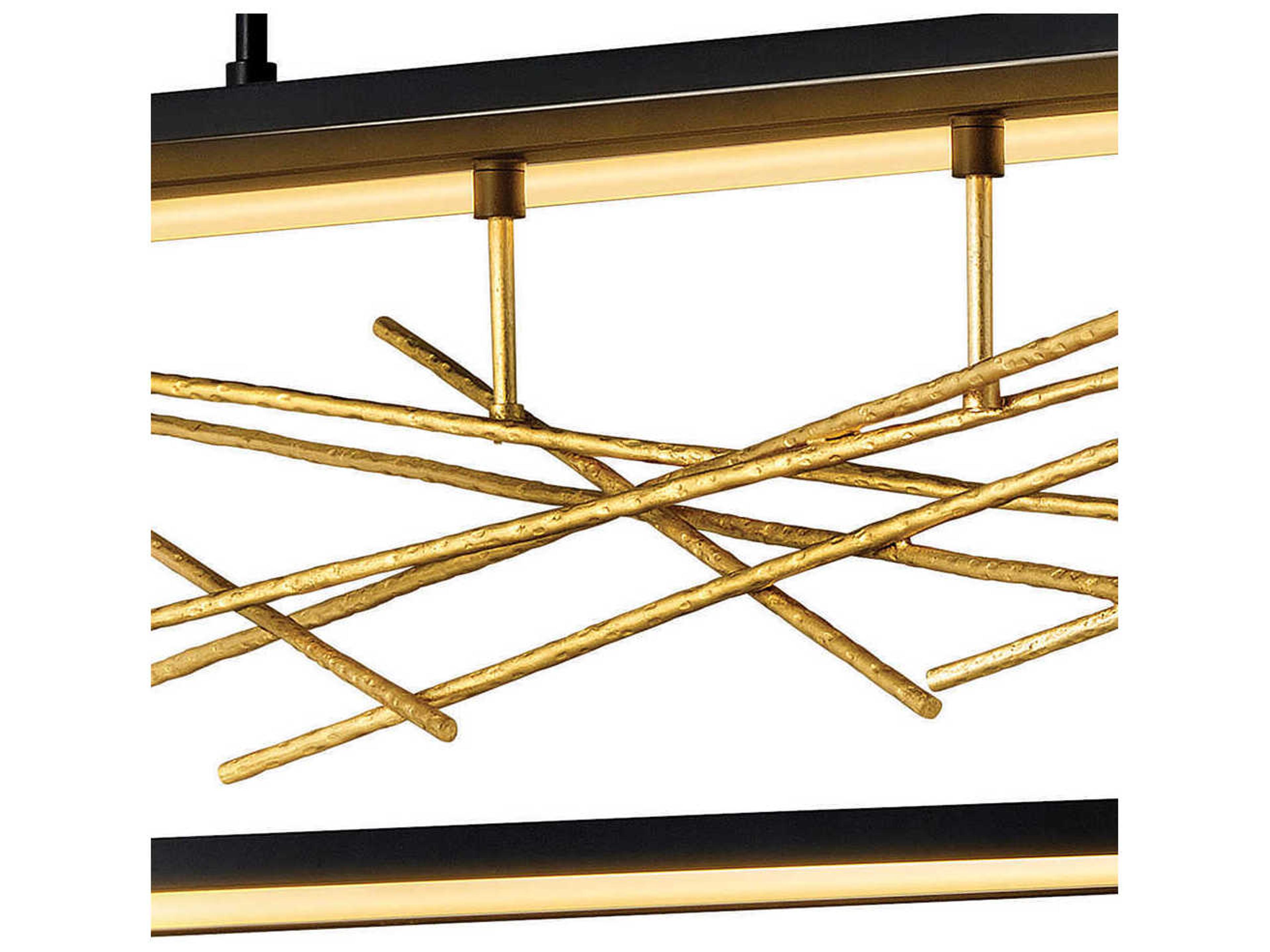 Fredrick Ramond Styx Black Gilded Gold LED Linear Island Pendant