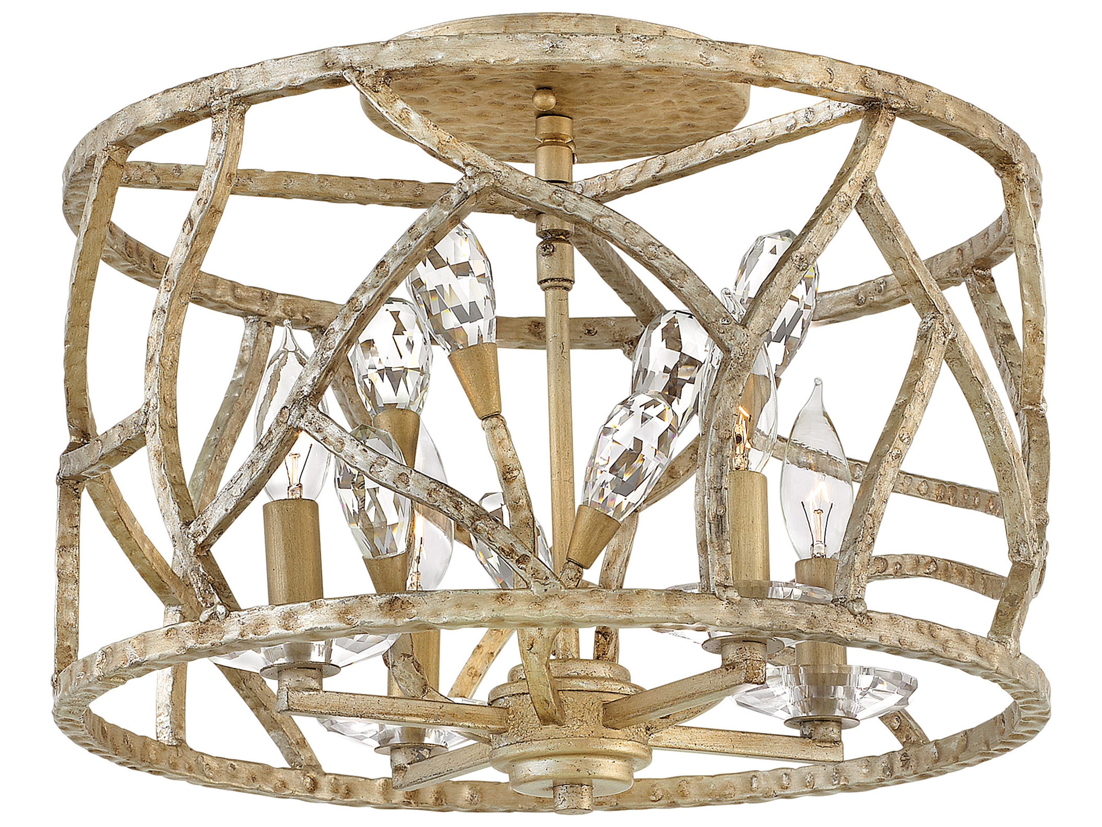 Eve 4-Light Champagne Gold Crystal Drum Flush Mount