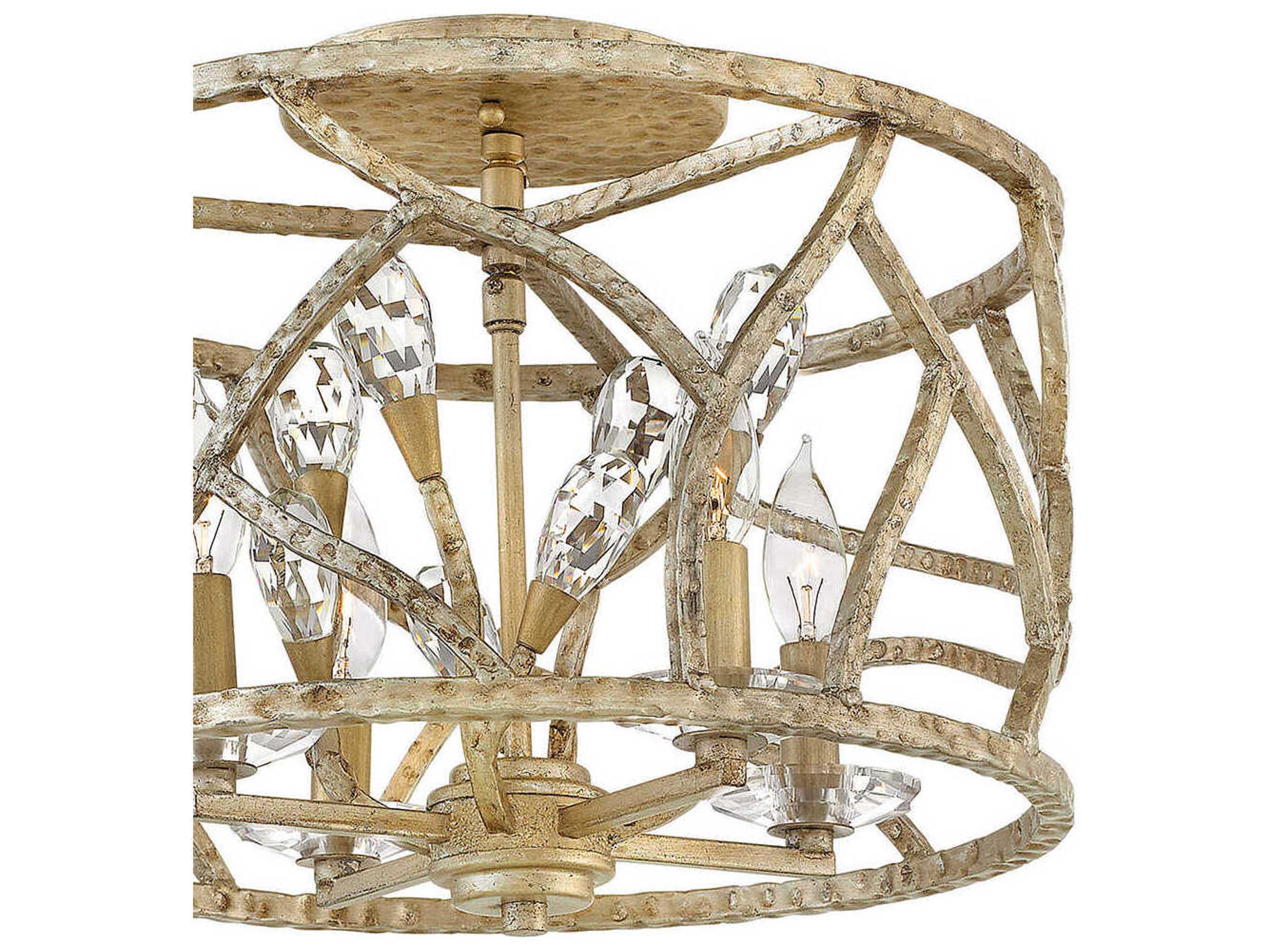 Fredrick Ramond Eve 4-Light Champagne Gold Crystal Drum Flush Mount