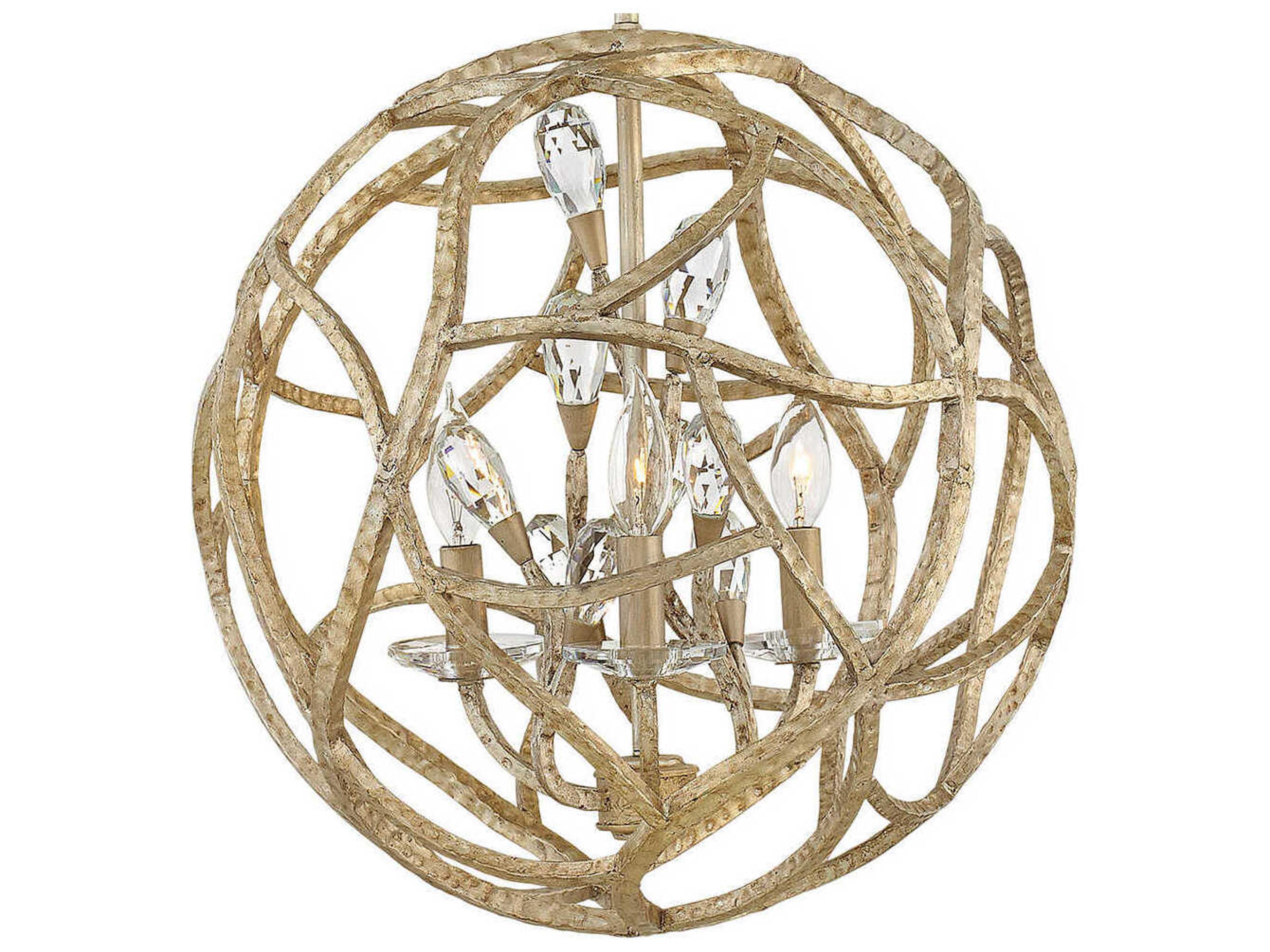 Fredrick Ramond Eve 3-Light Champagne Gold Crystal Candelabra Geometric Chandelier