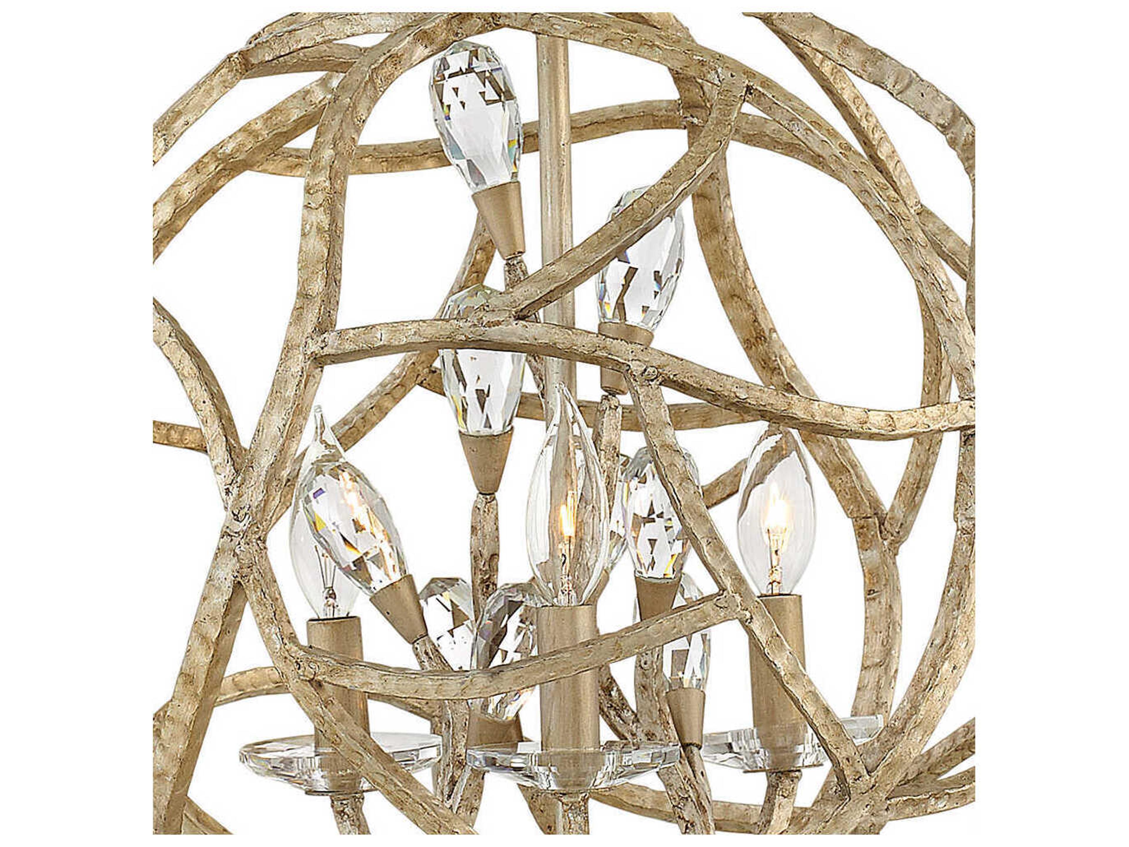 Fredrick Ramond Eve 3-Light Champagne Gold Crystal Candelabra Geometric Chandelier