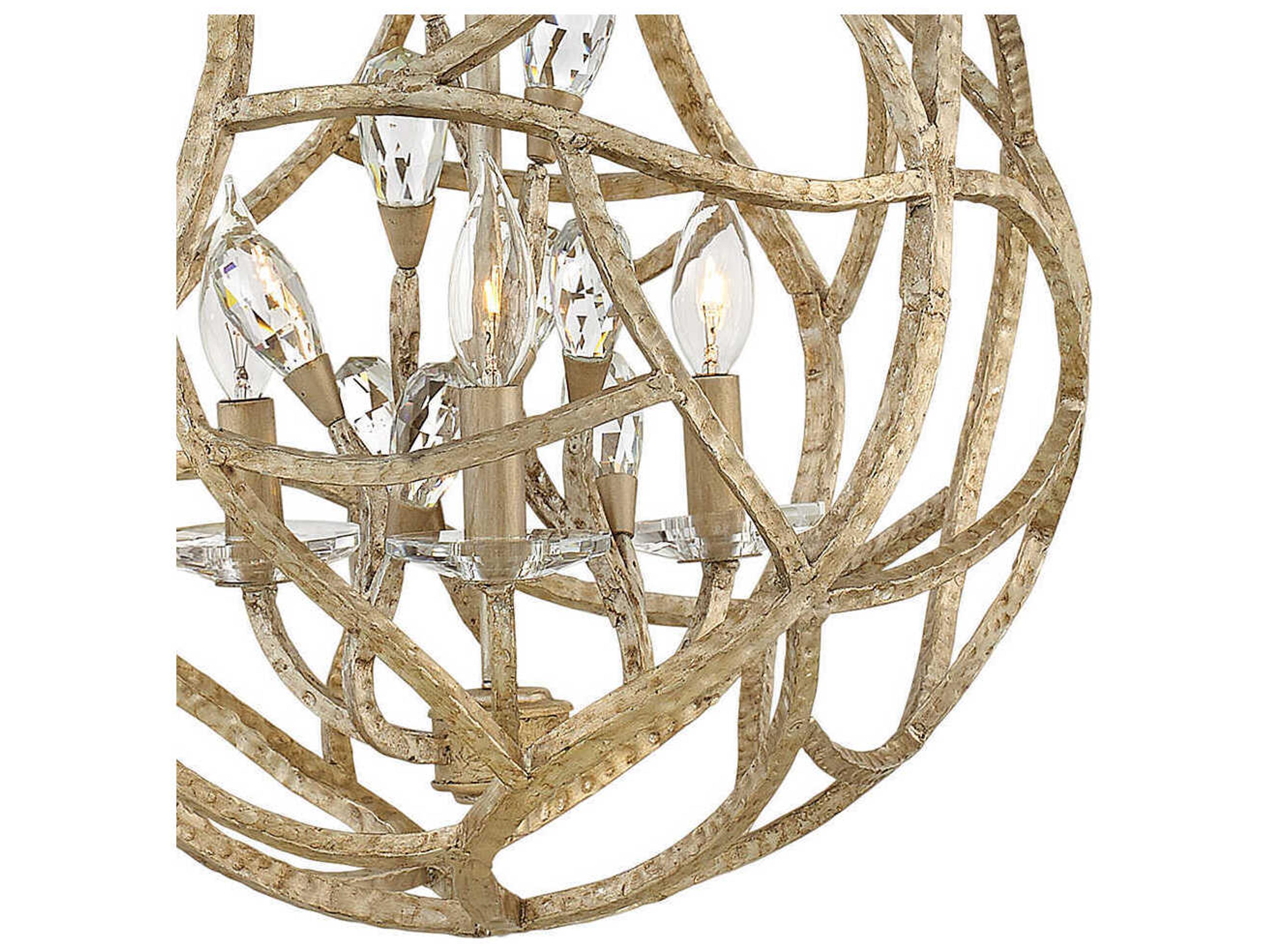 Fredrick Ramond Eve 3-Light Champagne Gold Crystal Candelabra Geometric Chandelier