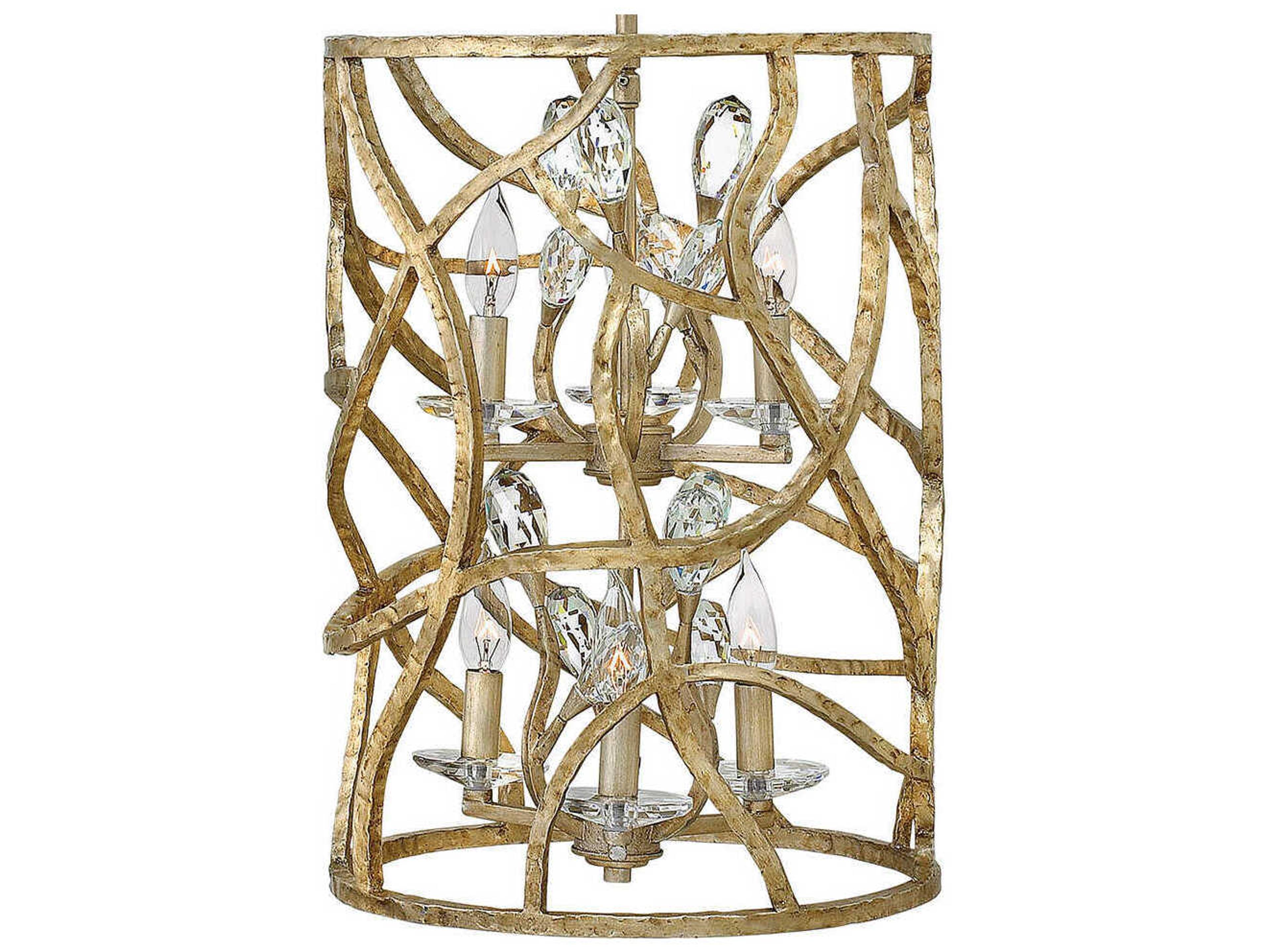 Fredrick Ramond Eve 6-Light Champagne Gold Crystal Candelabra Geometric Chandelier