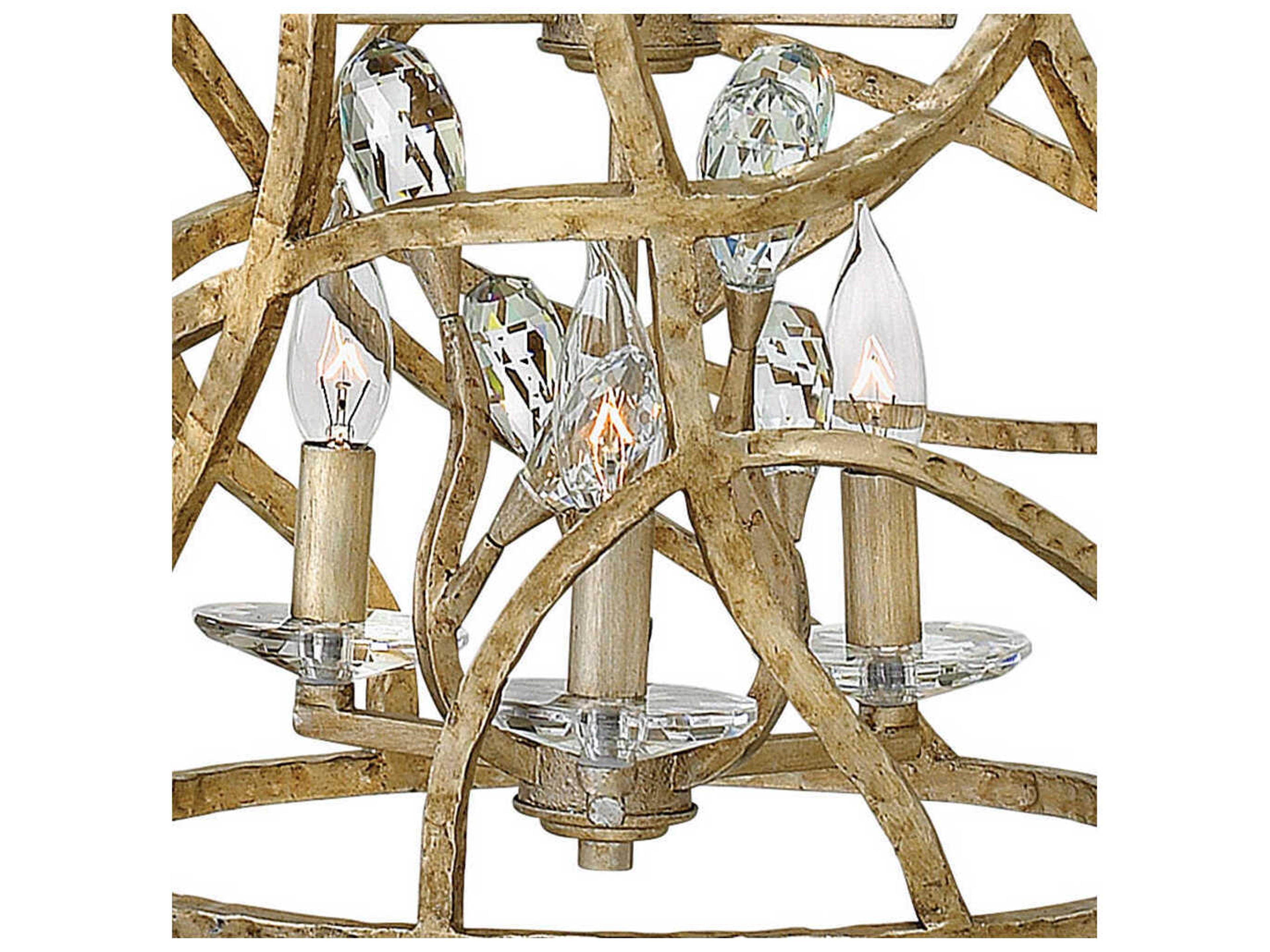 Fredrick Ramond Eve 6-Light Champagne Gold Crystal Candelabra Geometric Chandelier