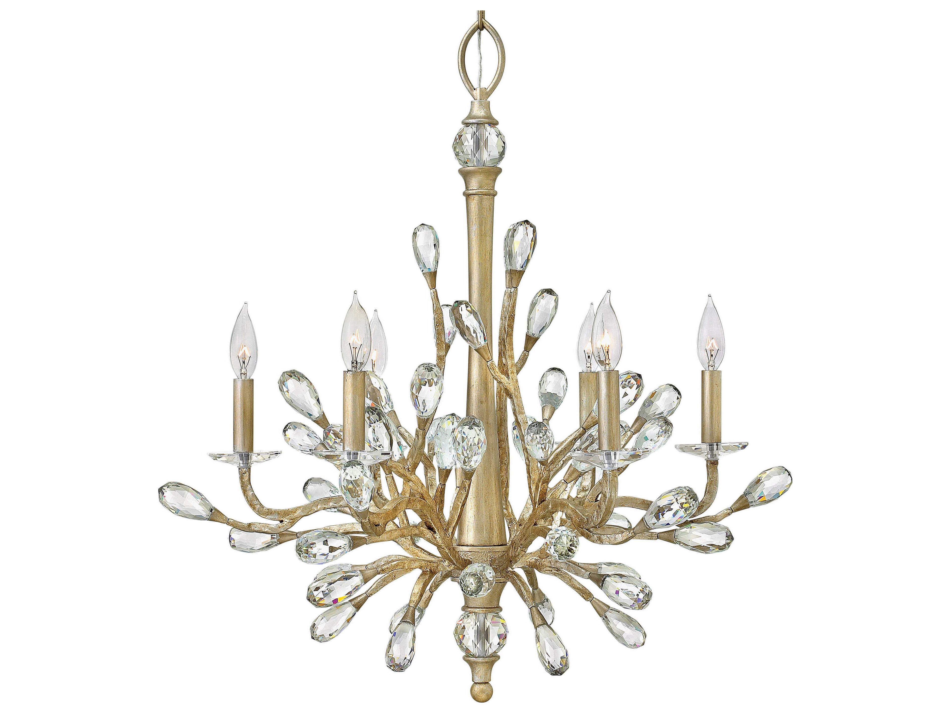 Fredrick Ramond Eve 6-Light Champagne Gold Crystal Candelabra Chandelier