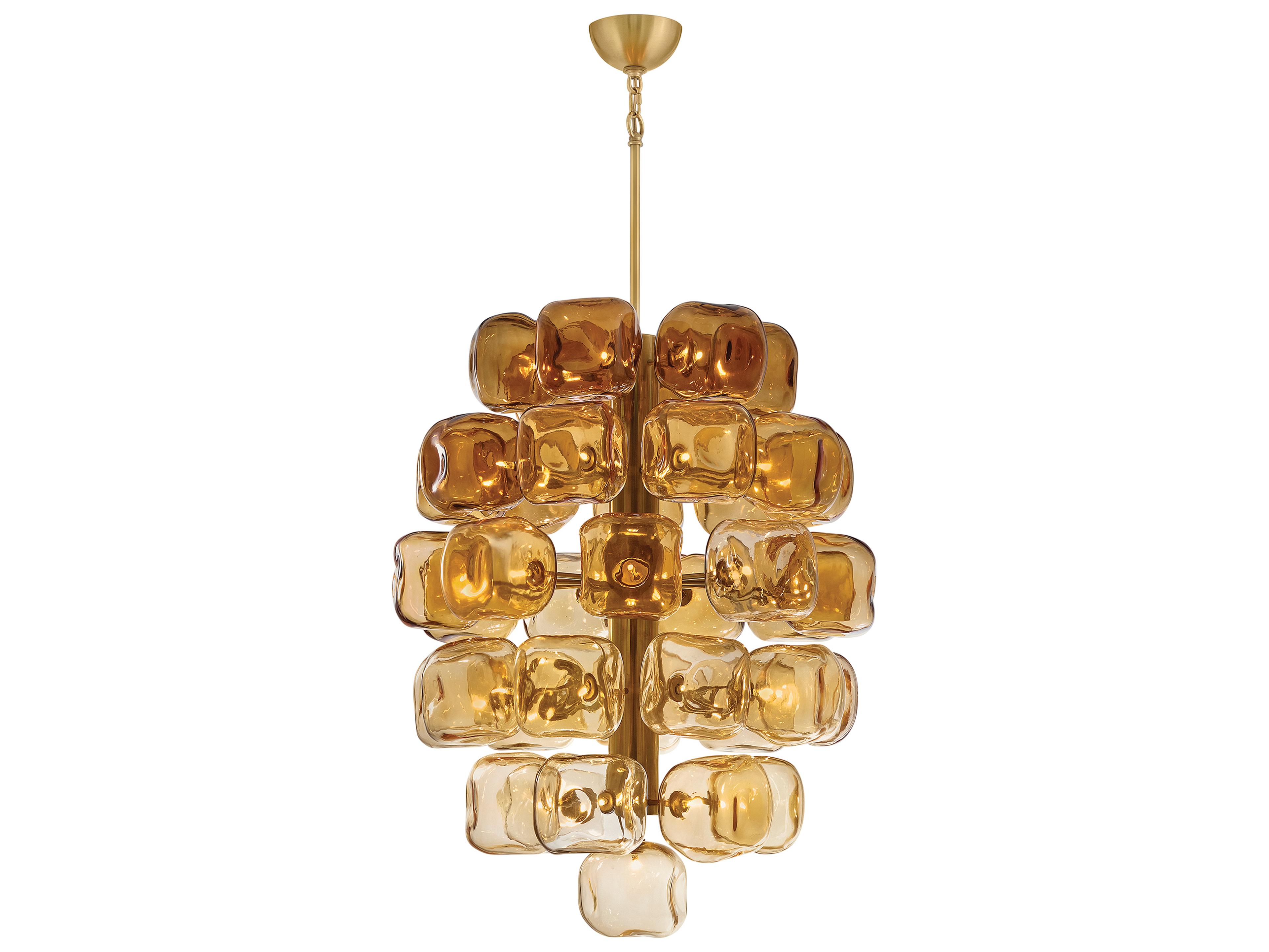 Perriand 40-Light Unlacquered Brass Geometric Tiered Chandelier