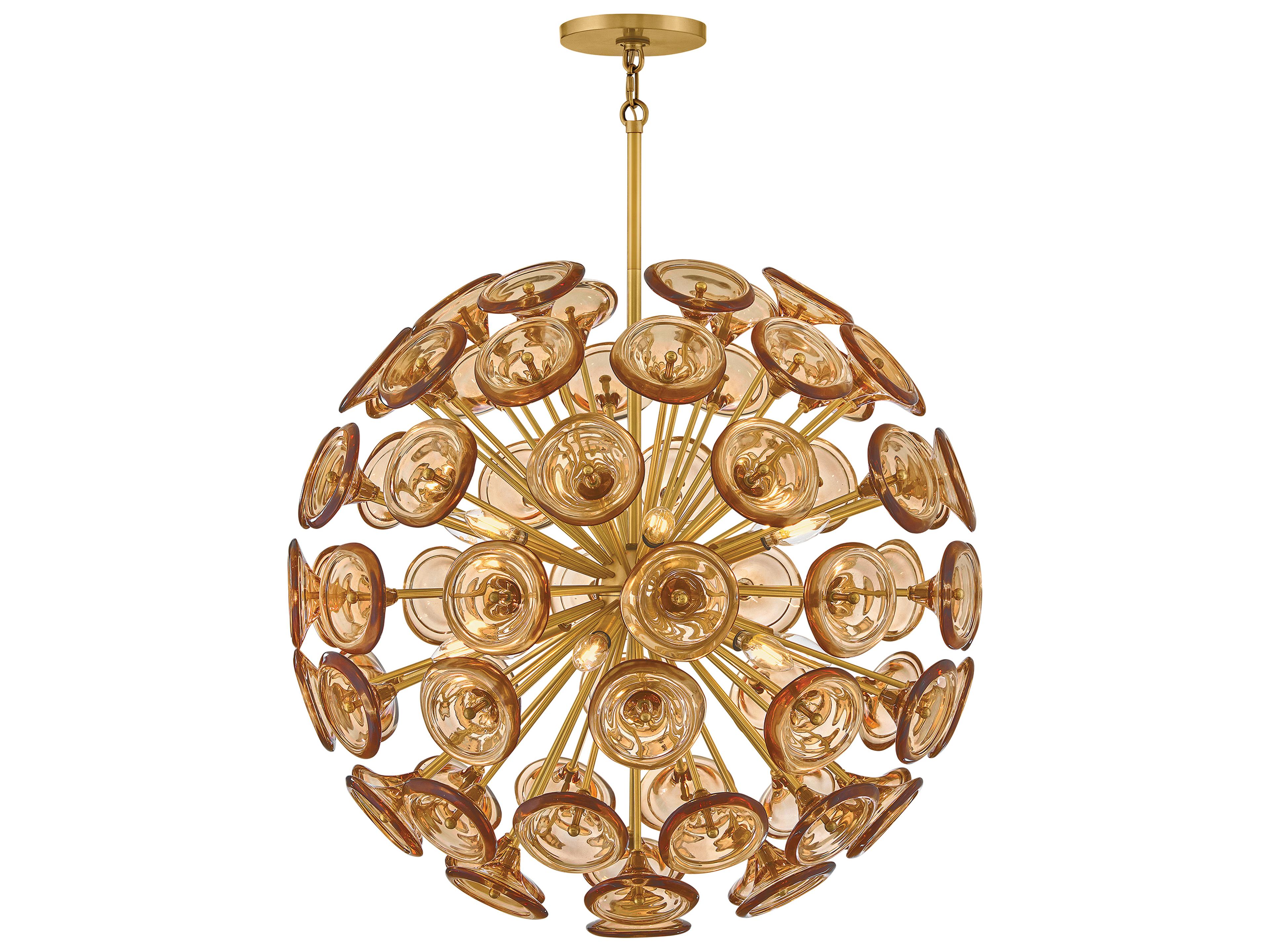 Maya 12-Light Unlacquered Brass Globe Pendant